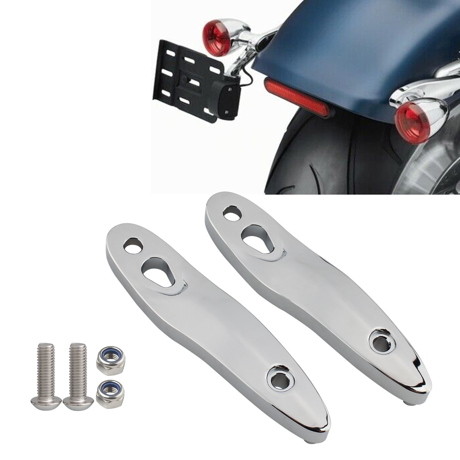 Kit de reubicación de placa de matrícula de soporte de extensión de señal de giro apto para Softail 00-20 negro