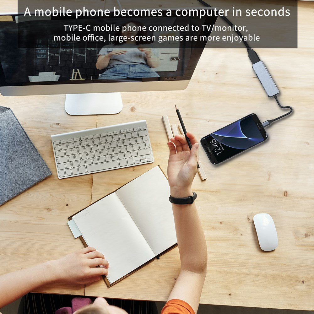 Adaptador HUB 4 en 1 USB-C tipo C HD con salida 4K HD USB3.0 para MacBook Pro iPad Pro