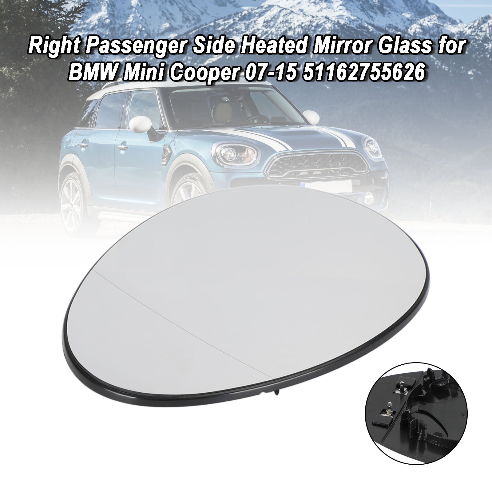 BMW Mini Cooper 2007-2015 51162755626 Rechter passagierszijde verwarmd spiegelglas