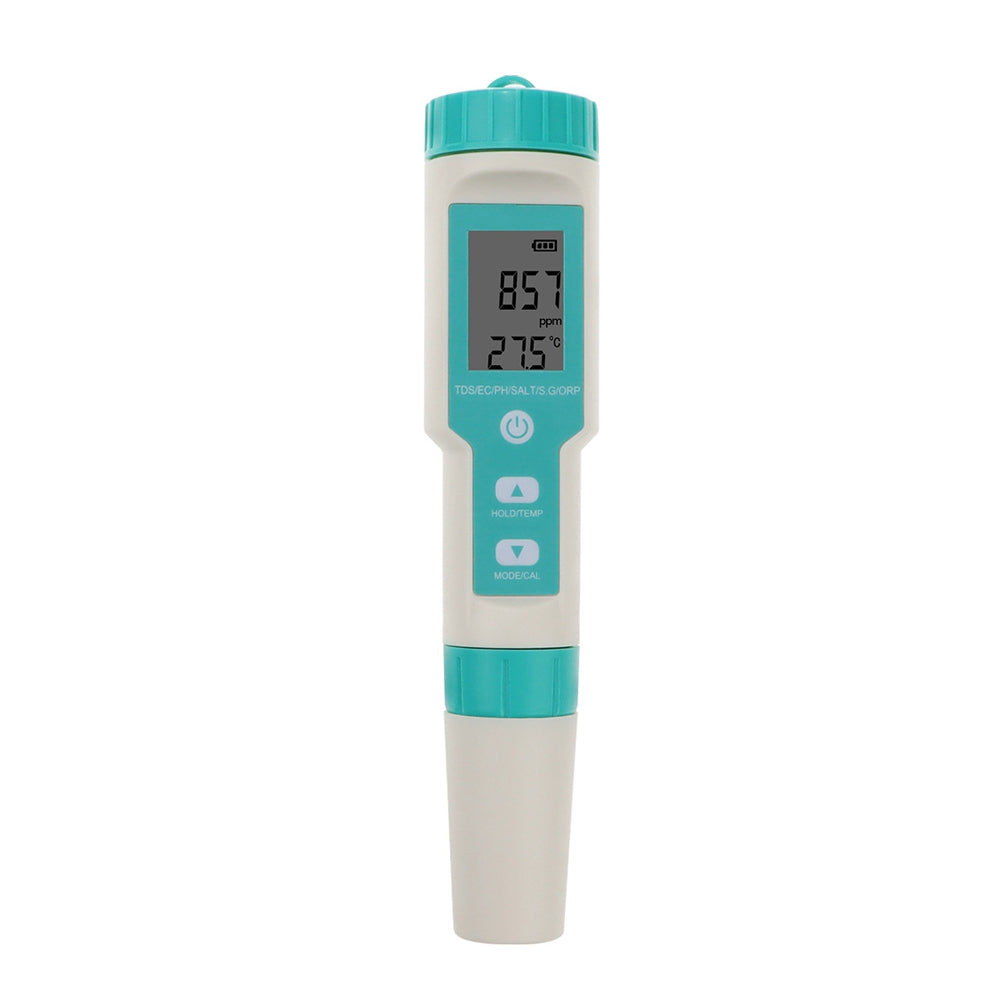7-in-1 digitale zoutgehalte PH TDS TEMP SG EC ORP-tester Waterkwaliteitsmonitormeter