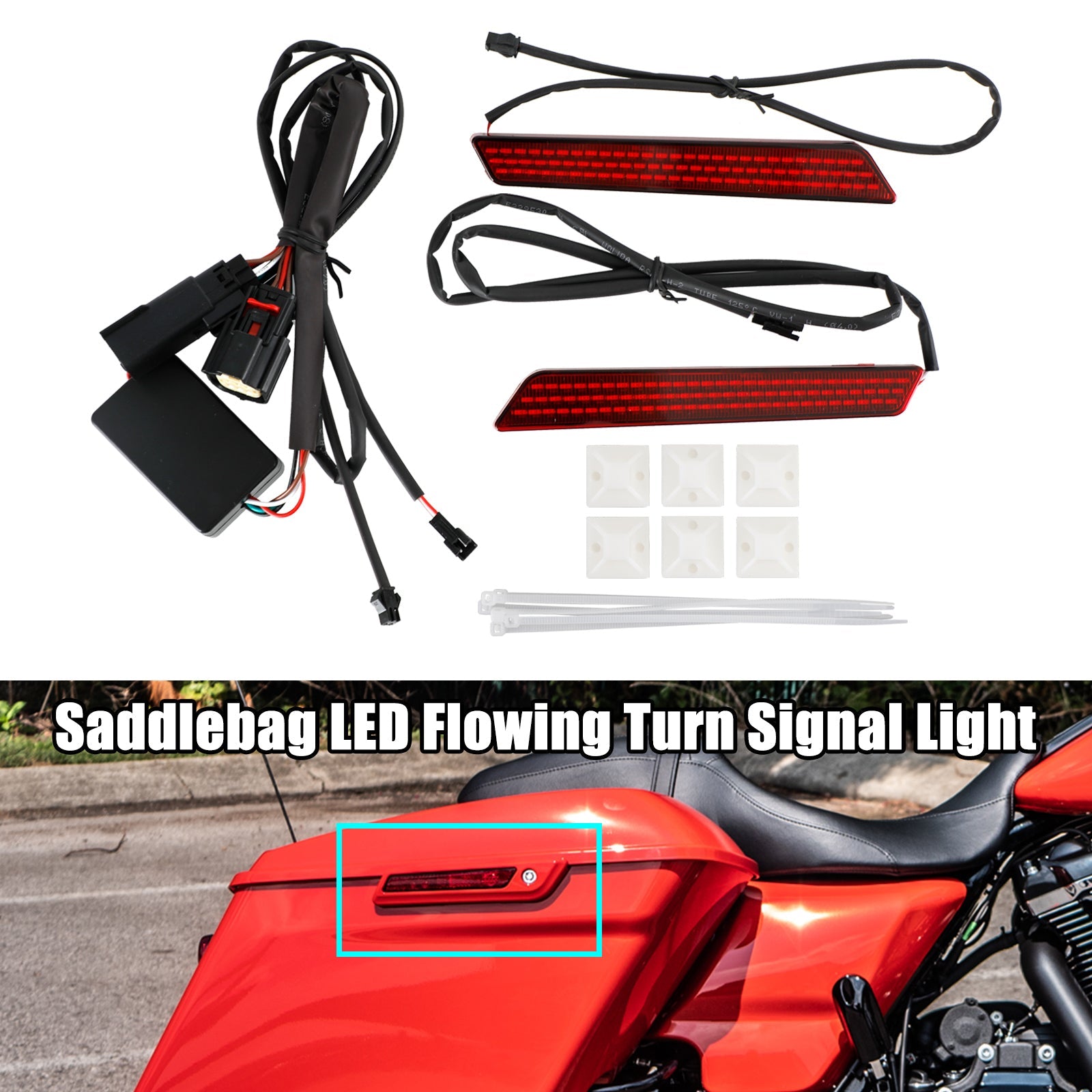 Touring Glide Road Glide 2014-2022 Alforja Luz LED de señal de giro fluida