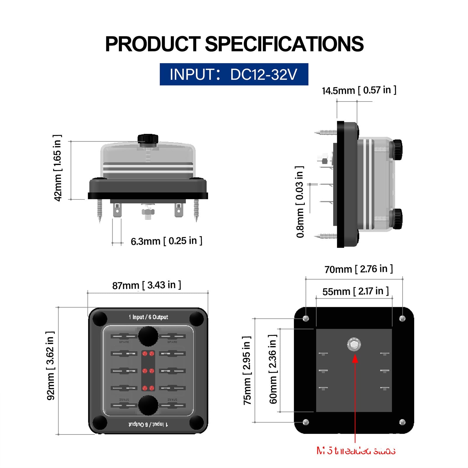 6-weg/12-weg meszekeringkastblokhouder ATO ATC voor auto-marineboot waterdicht