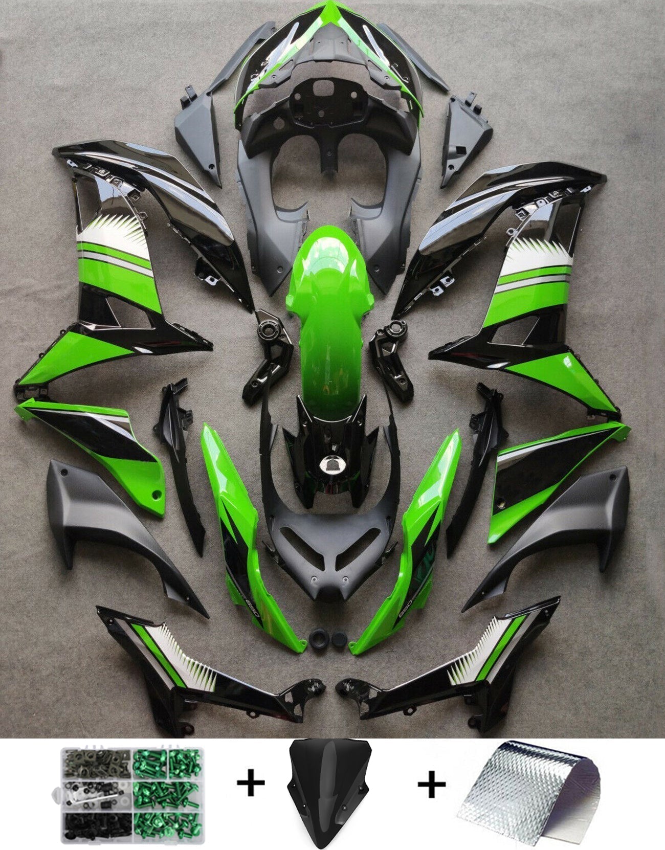 Kit de carénage vert Amotopart Kawasaki Ninja 650 EX650 2017-2019