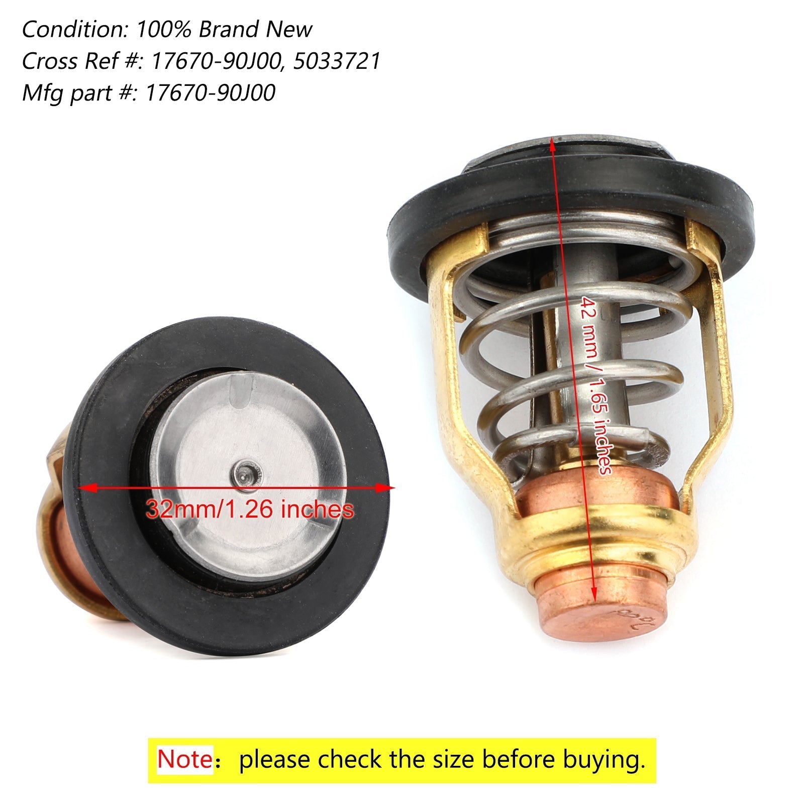 Thermostat 60c 140f pour suzuki 4 traits Johnson 5033721 17670-90J00