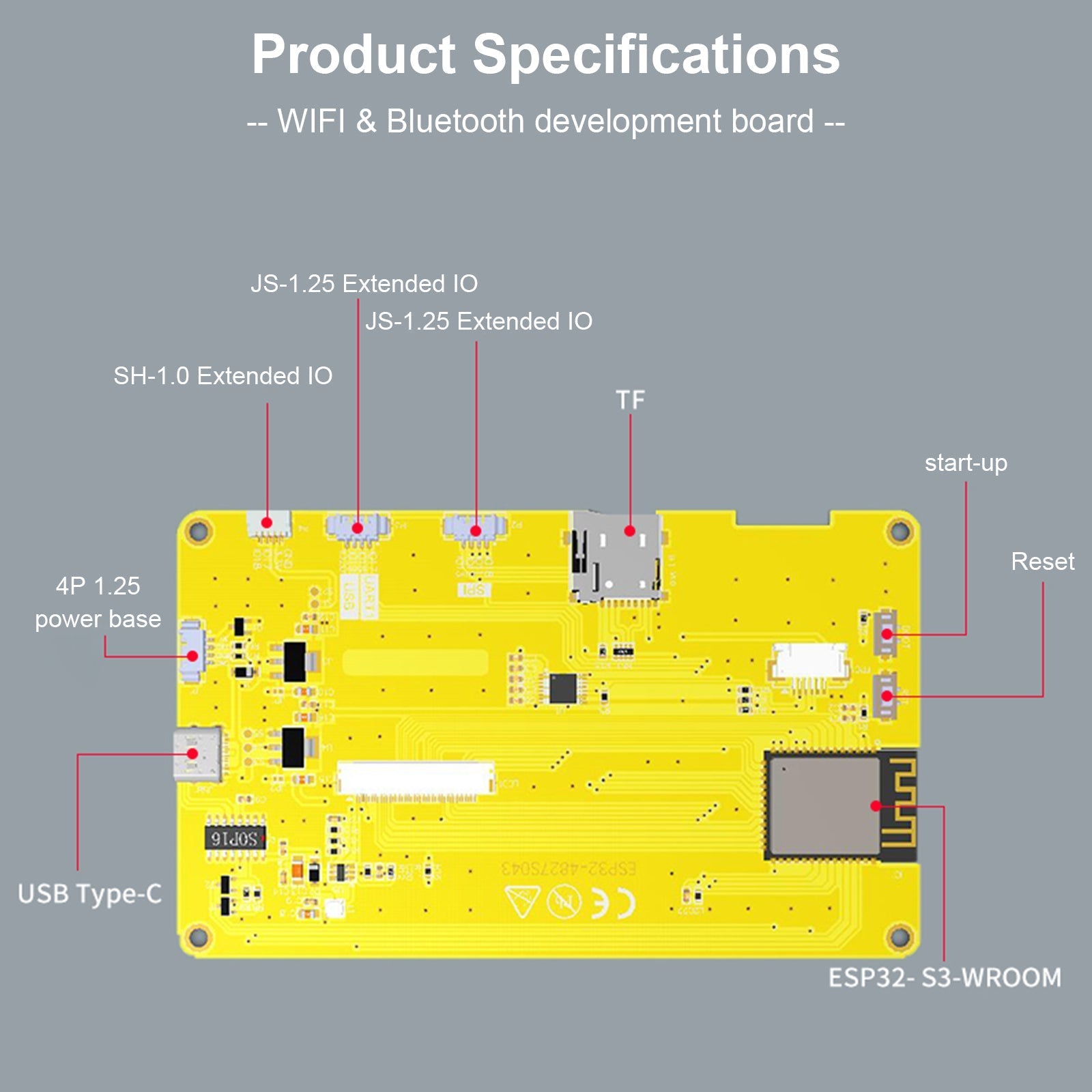 ESP32-utvecklingskort 4.3" LCD Smart Display WiFi Bluetooth-modul PSRAM 16M