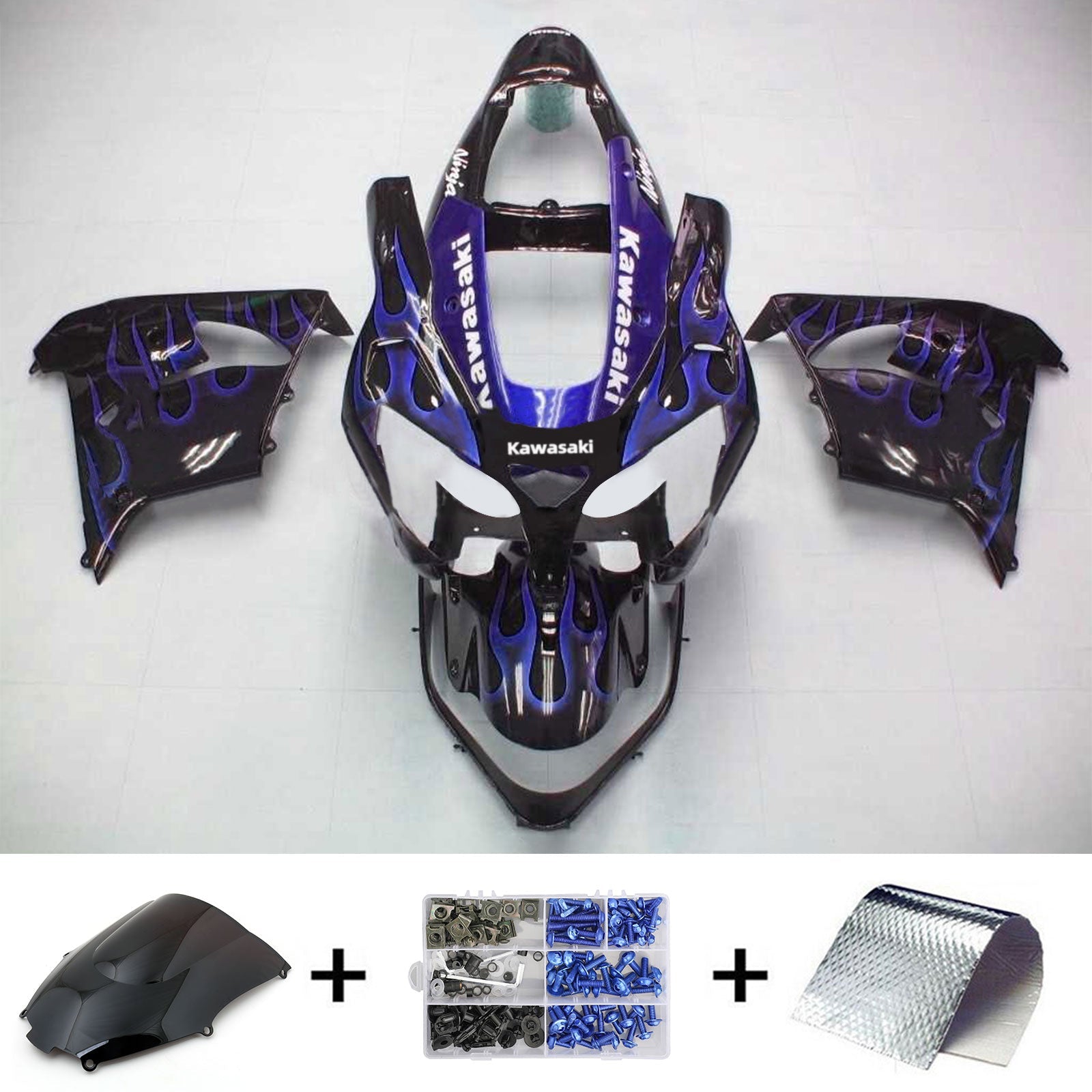 2002-2003 Kawasaki ZX9R Injeksjon Fairing Kit Bodywork Plastic ABS #107