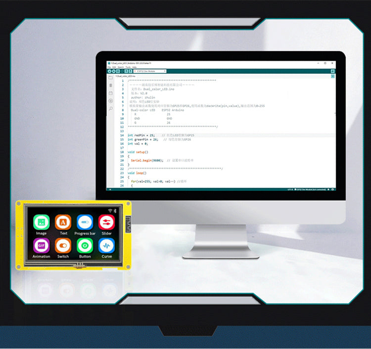 ESP32-utvecklingskort 4.3" LCD Smart Display WiFi Bluetooth-modul PSRAM 16M