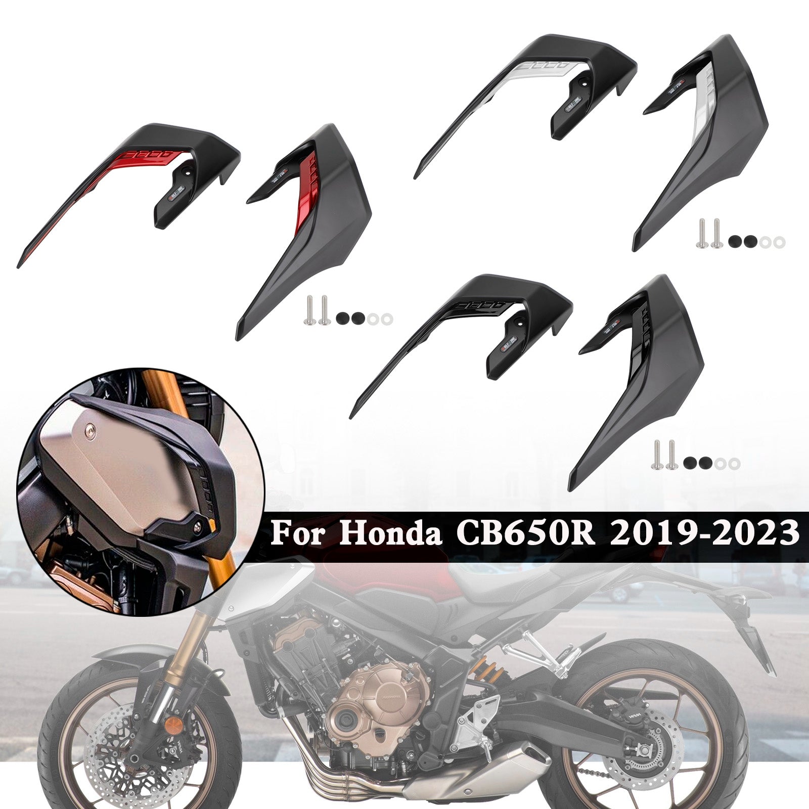 Carénage de déflecteur d'aile aérodynamique de spoilers latéraux Honda CB650R 2019-2023