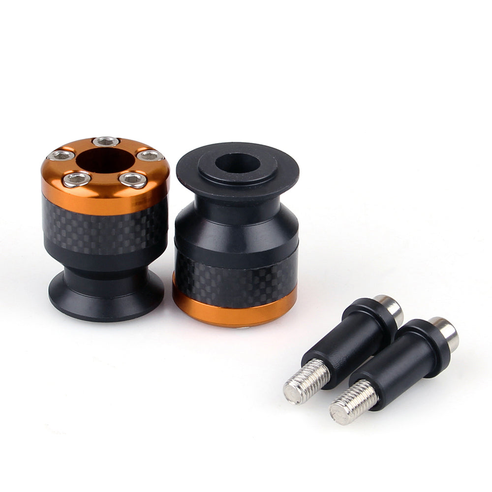 Universal Motorcykel CNC Carbon Fiber 10mm Swingarm Sliders Spools Orange