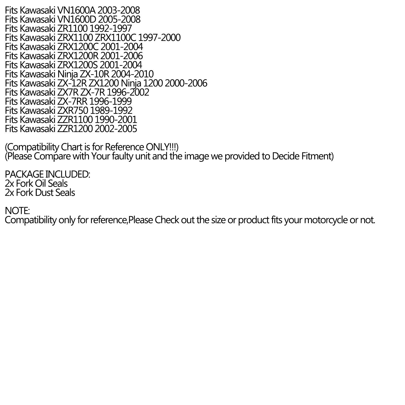Sceau de joint de fourche avant Set Oil Dust pour Honda CR125R 1981 1982 1983 XR250R 1984 1985 Générique