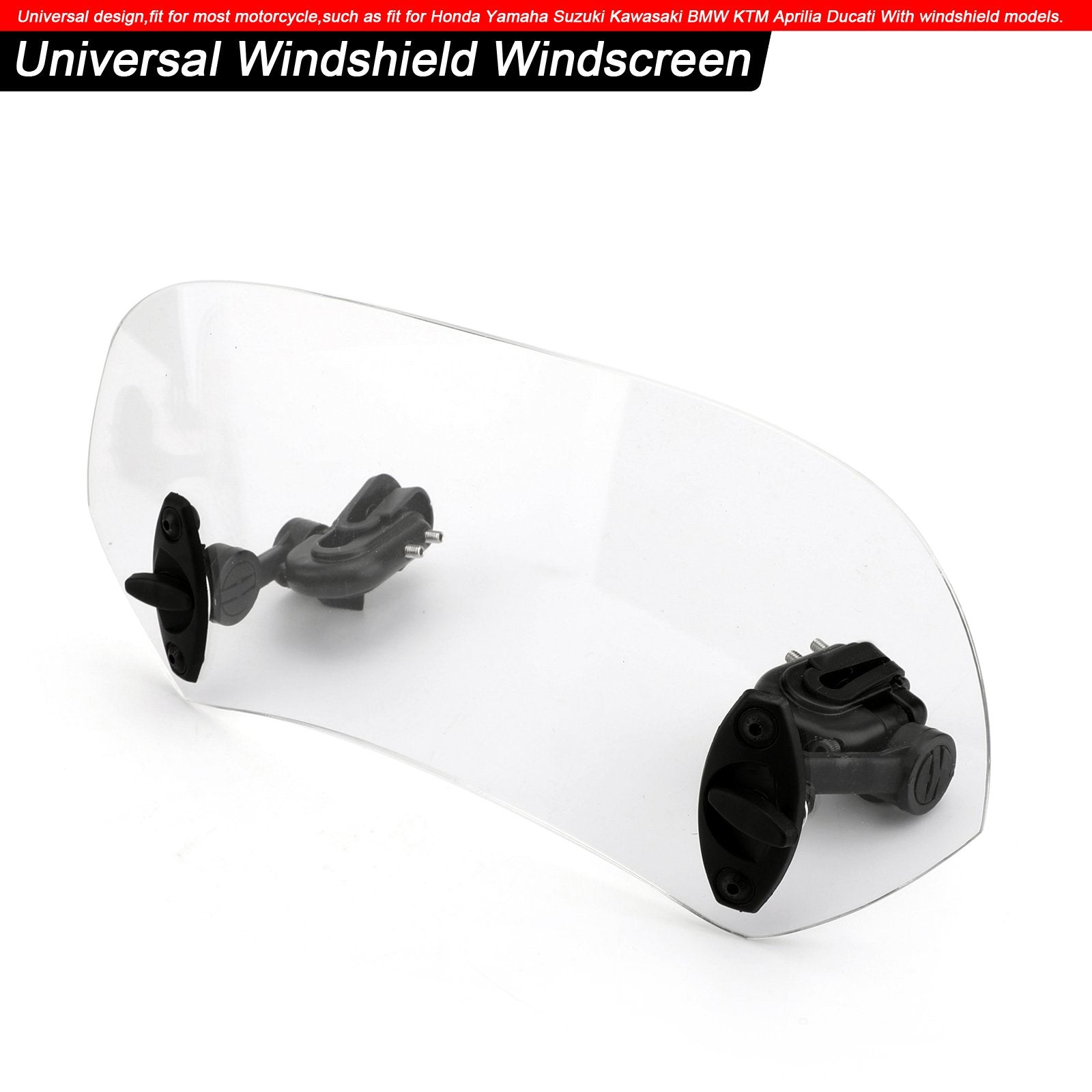 Motorcycle Adjustable Clip On Windshield Extension Spoiler Wind Deflector