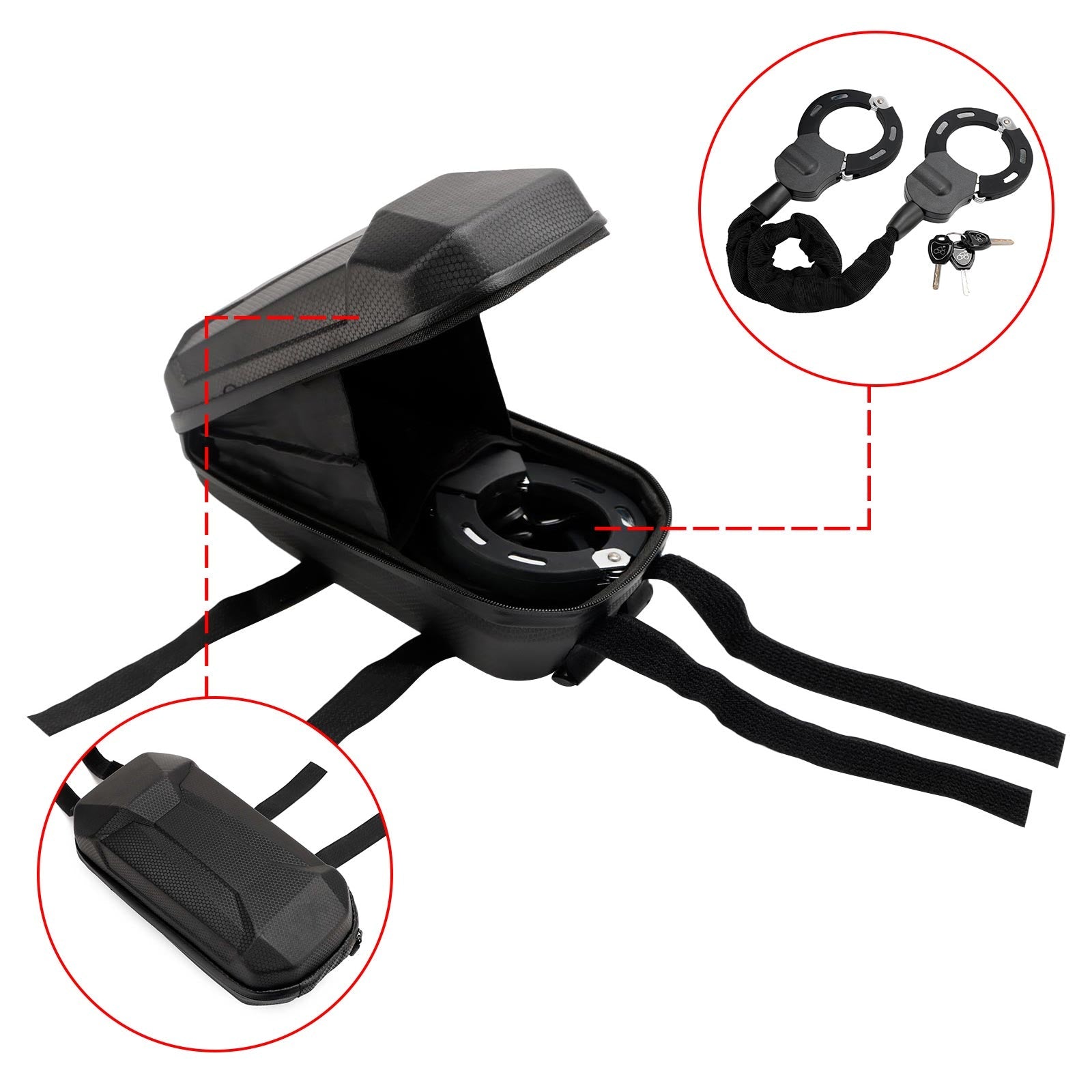 Motorfiets elektrisch scooterslot met sleutel 60 cm kettingslot anti-diefstal met tas