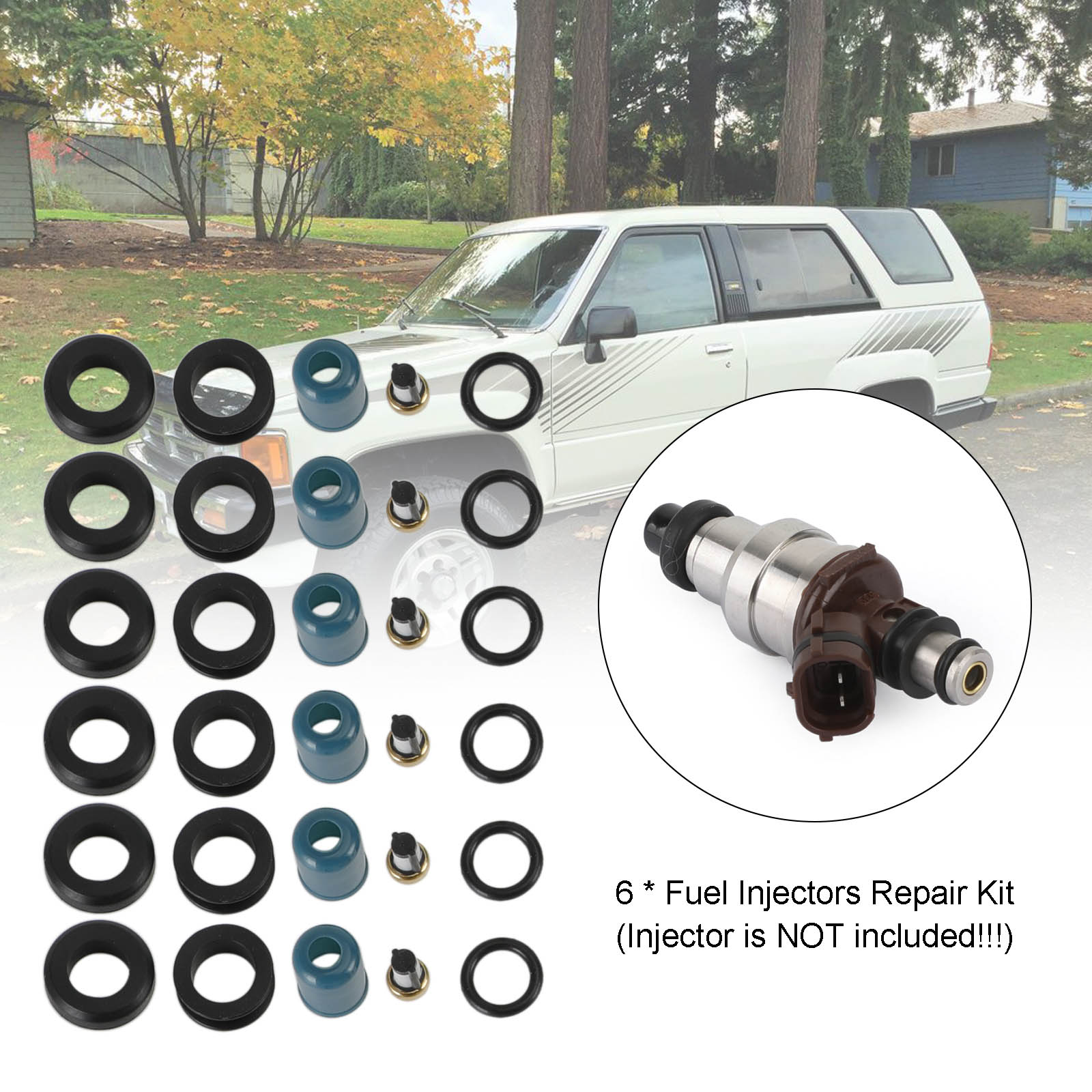6ks palivové vstrekovače opravy tesnenia Rebuild Kit Fit Toyota 3Vze 1988-1995 3,0 l Truck