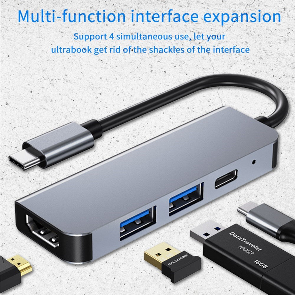 Adaptador HUB 4 en 1 USB-C tipo C HD con salida 4K HD USB3.0 para MacBook Pro iPad Pro