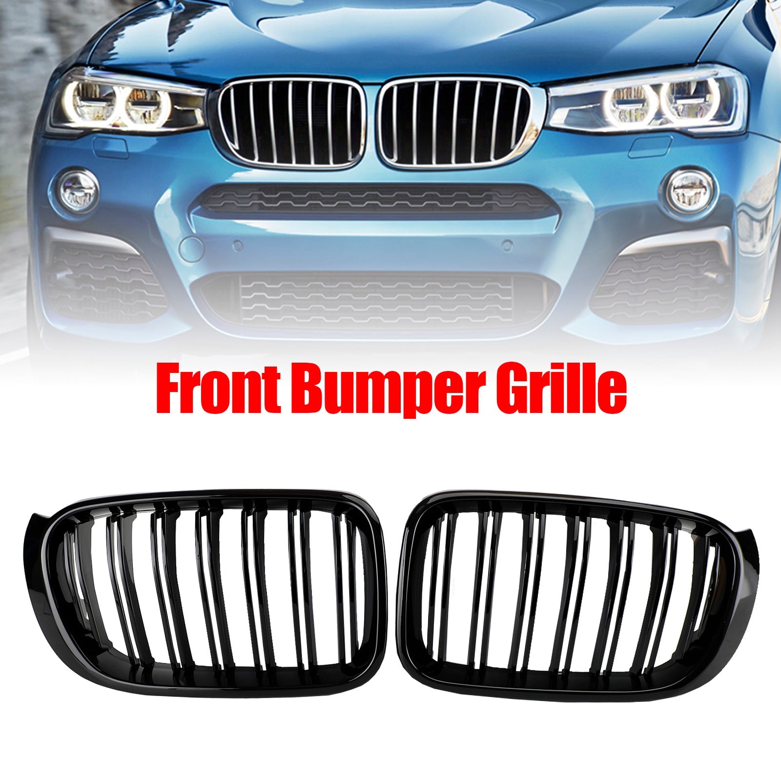 2014-2017 BMW X3 X4 F25 F26 Glanzend Zwart Voorbumper Niergrille Grill