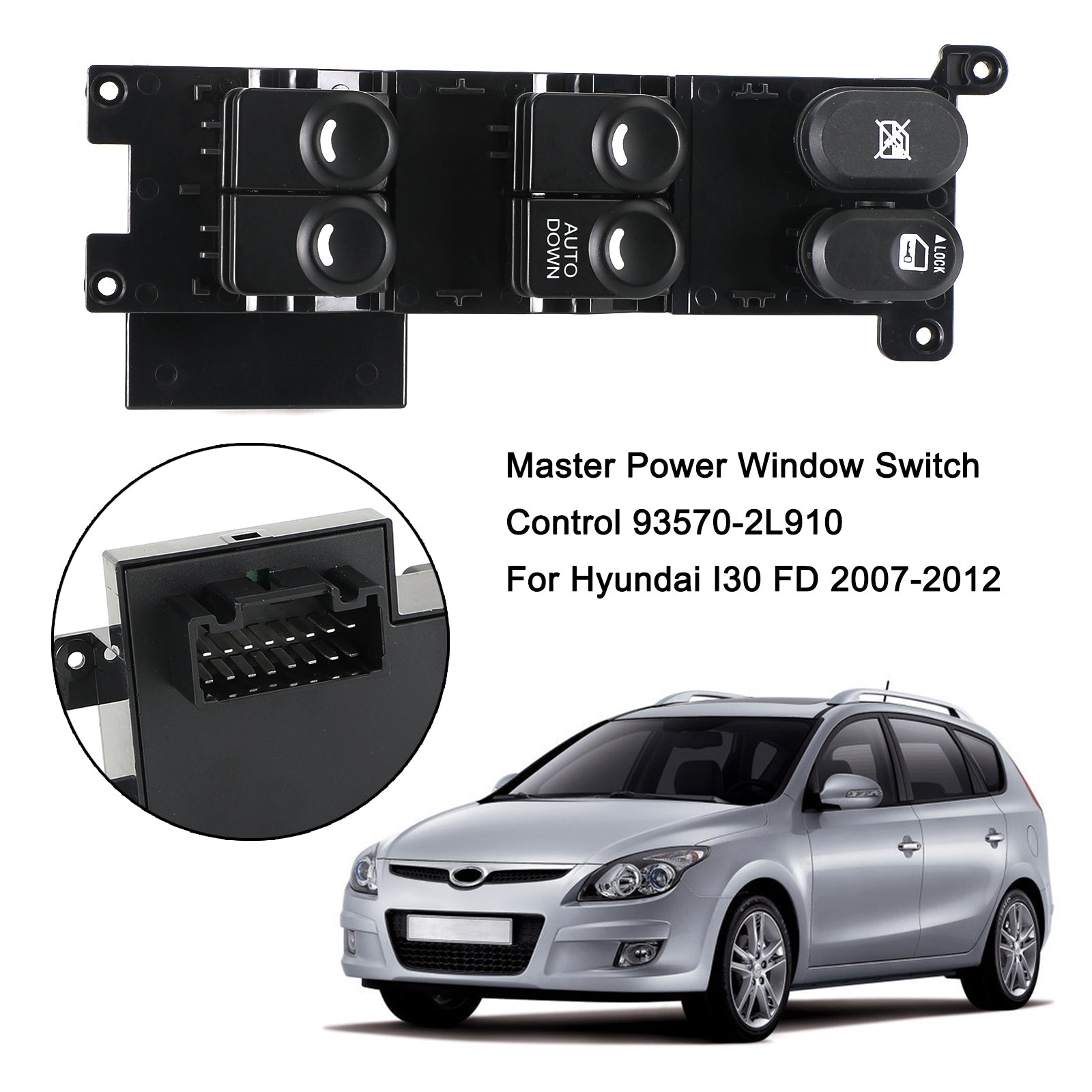 Master Power Window Switch Control 93570-2L910 för Hyundai i30 FD 2007-2012 Generisk