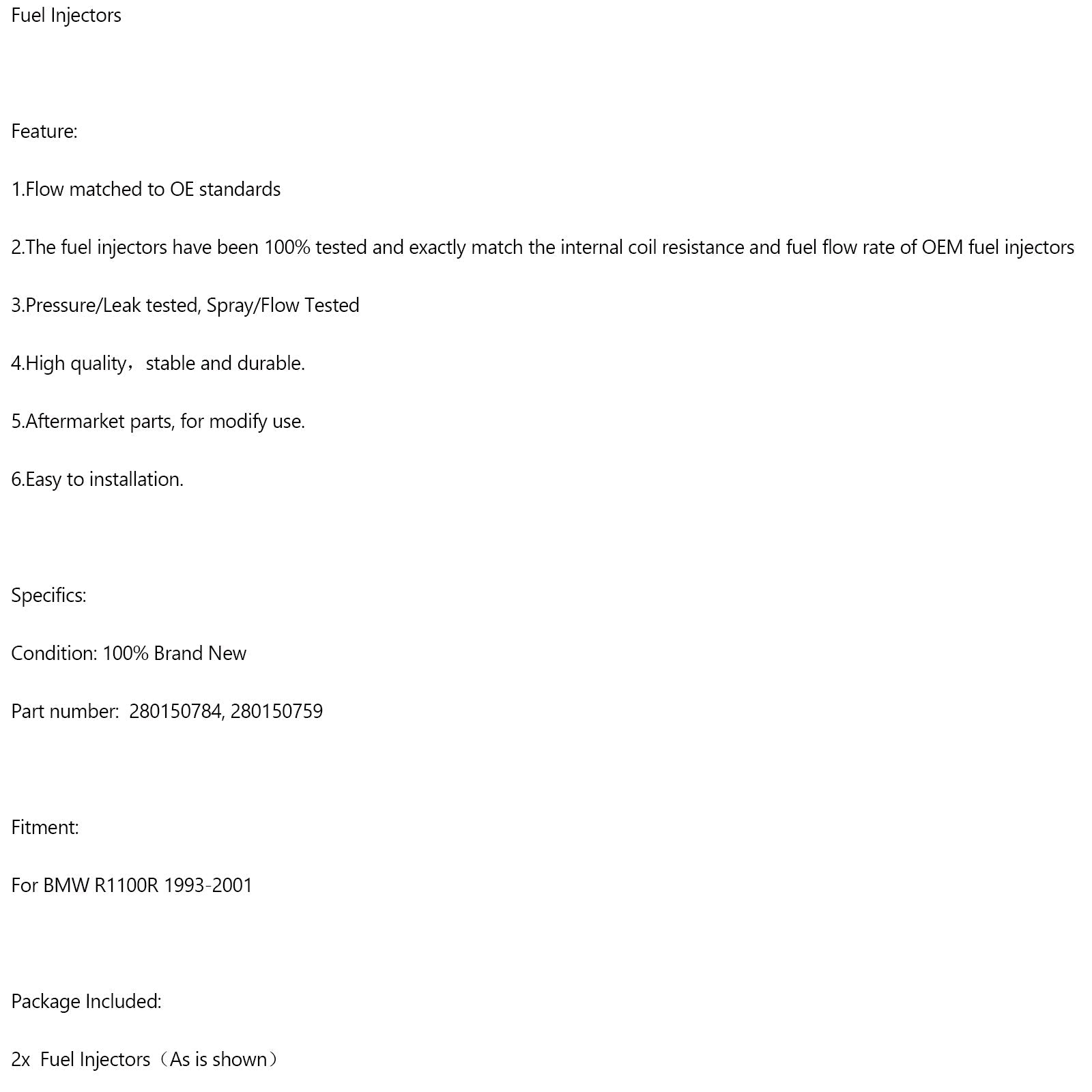 BMW R1100R 1993-2001 2 STKS Brandstofinjector 280150784 280150759