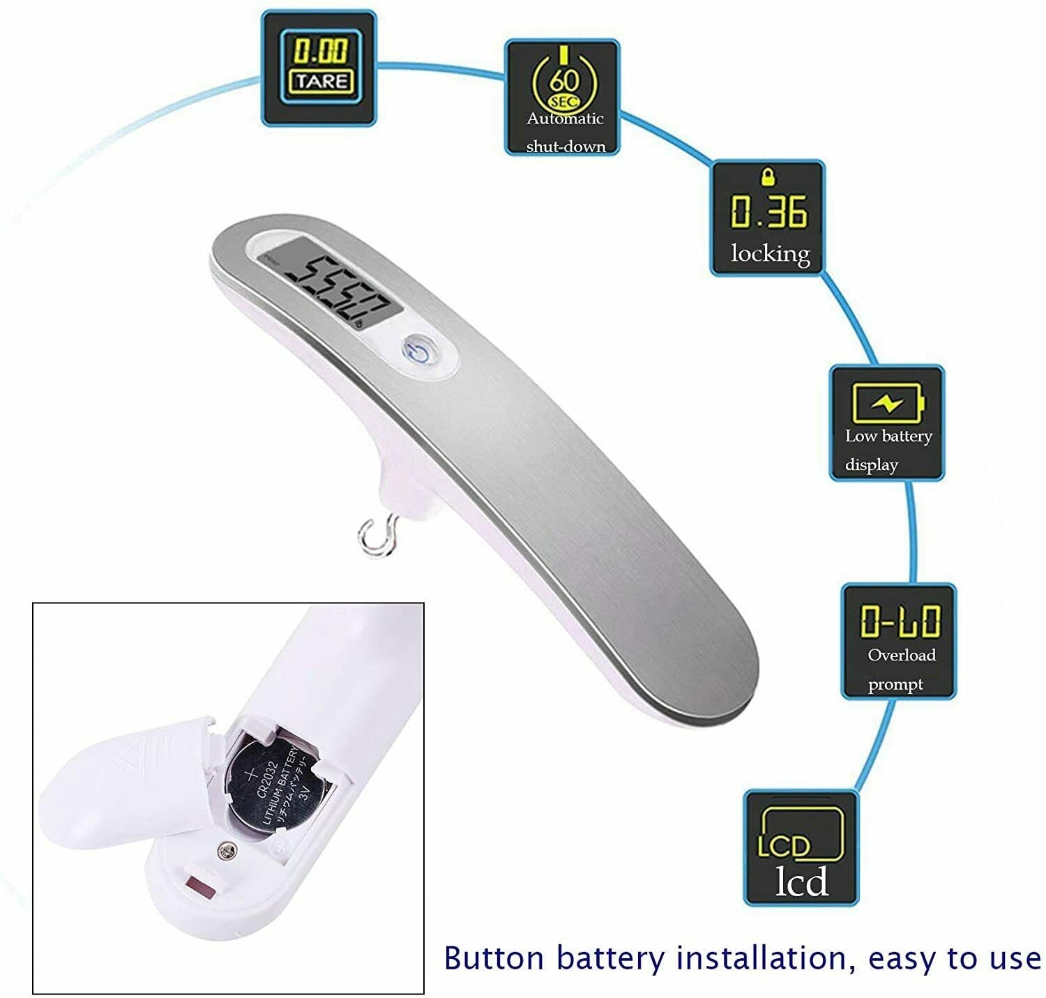 Verktygs bågskytte digital bågskala passar för dragvikt 110 kg sammansatt lång båge