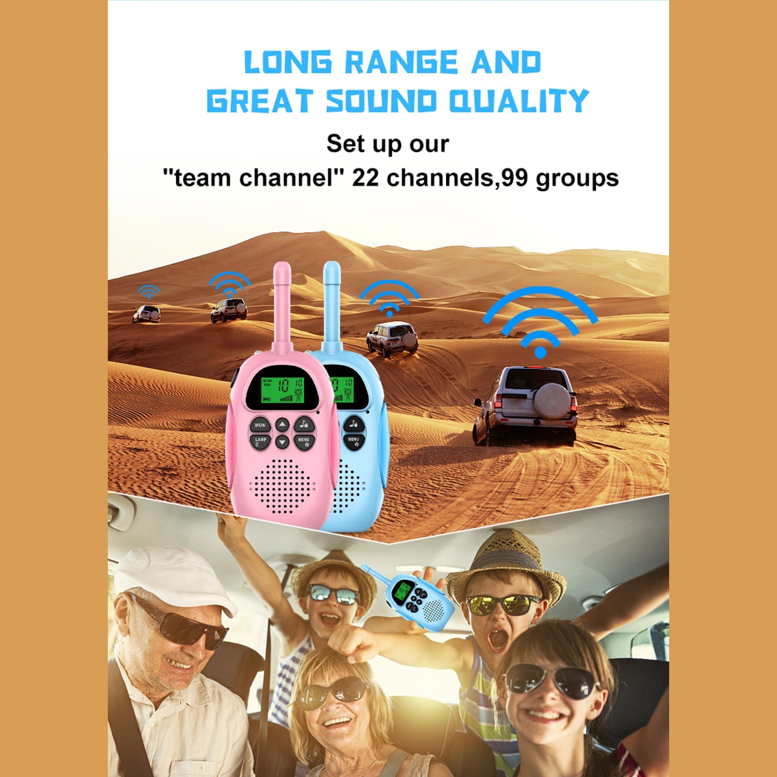 2-pack kinderwalkie-talkies 22-kanaals 2-weg radio 3 km bereik handheld origineel