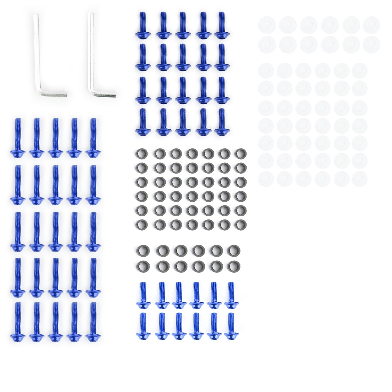 158pcs moto-cistner bleu kit de vis à vis de pare-brise