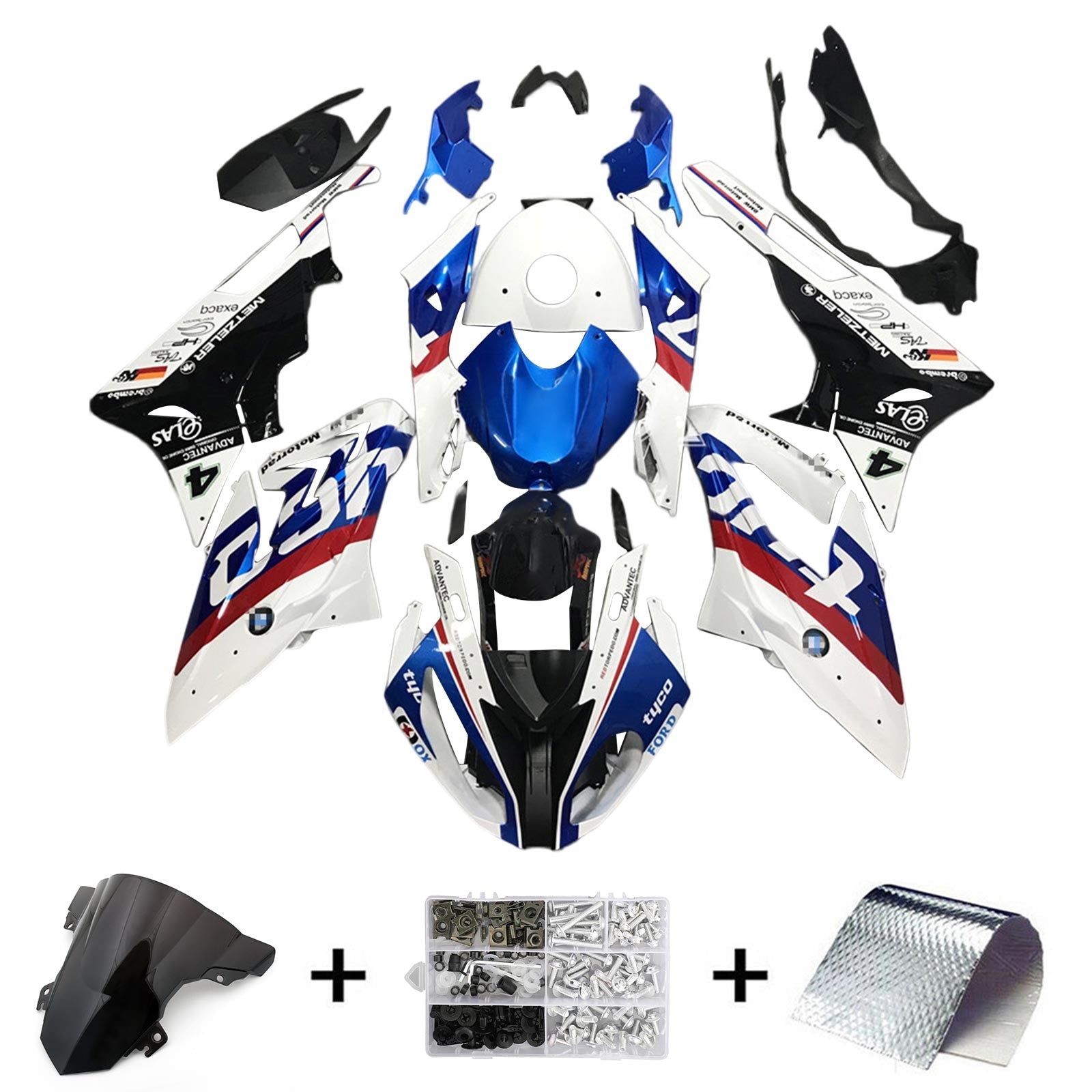 2015-2016 BMW S1000RR Kit de carénage Kit de carrosserie Plastique Abs