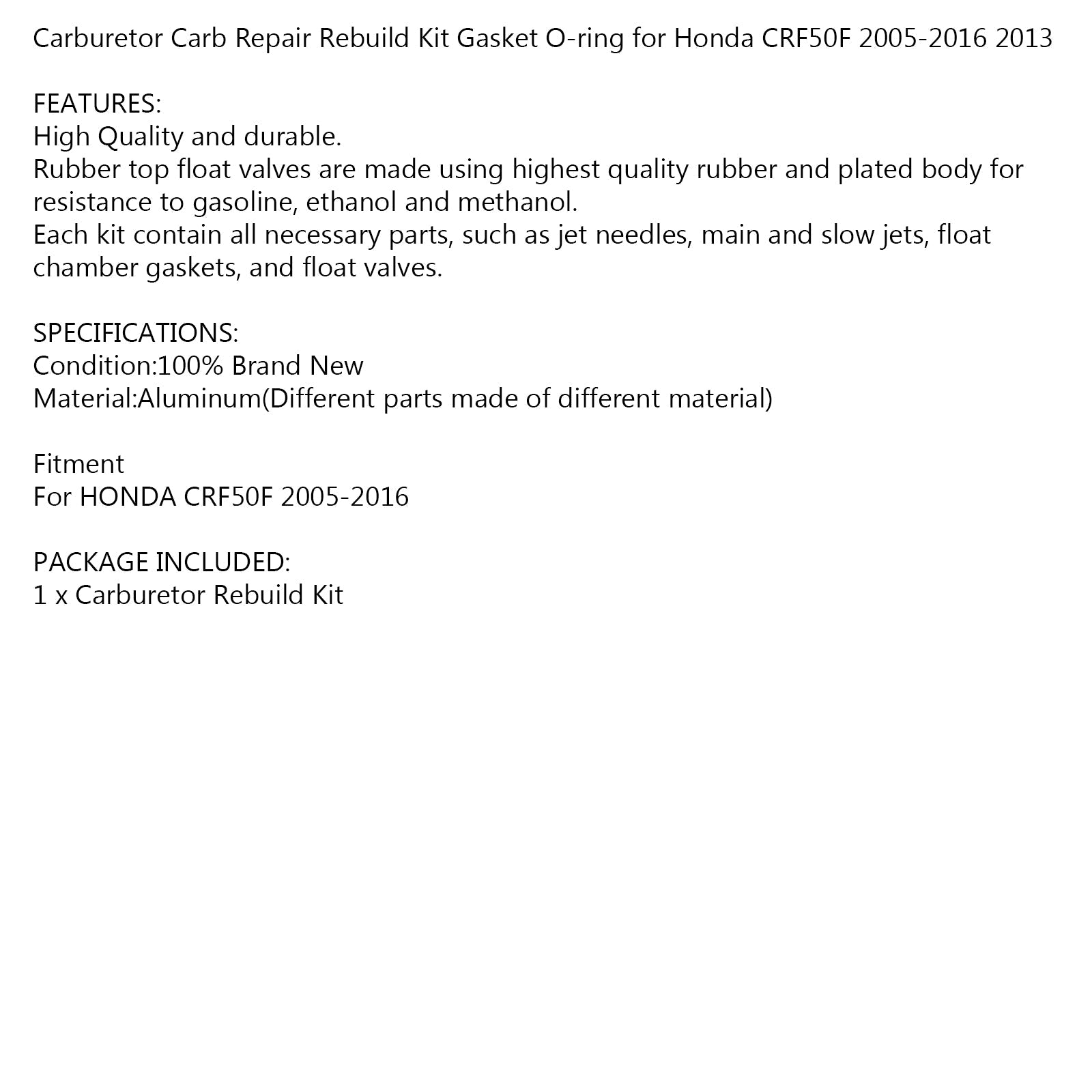 CARBURETOR CARB RÉPARATION DE RÉPARATION DE RÉPARATION JOINT JOINT JOINT