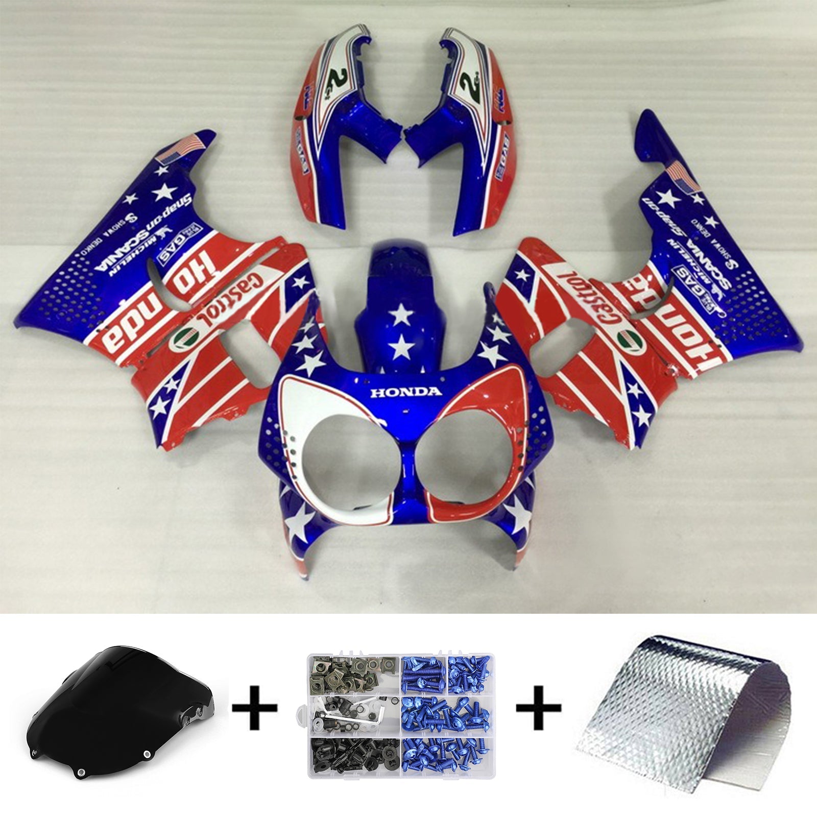 1992-1993 Honda CBR900RR 893 Kit de carénage d'injection Amotopart carrosserie plastique ABS #101