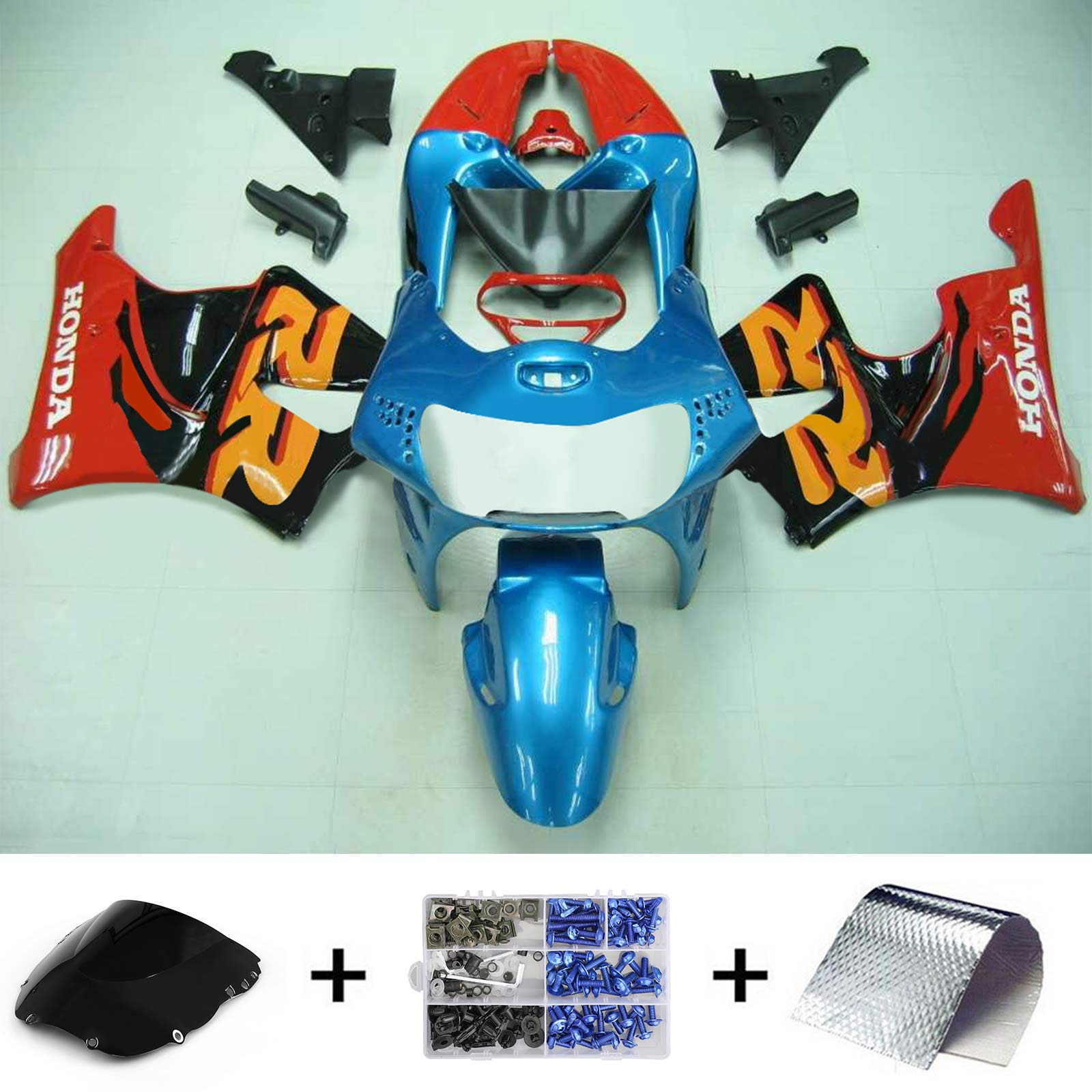 1998-1999 Honda CBR900RR 919 Amotopart Kit de carenado de inyección Carrocería Plástico ABS # 105