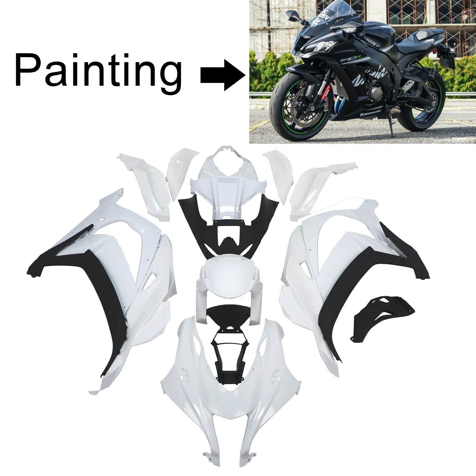 2016-2020 Kawasaki ZX10R Amotopart Injeksjon Fairing Kit Bodywork Plast Abs #123