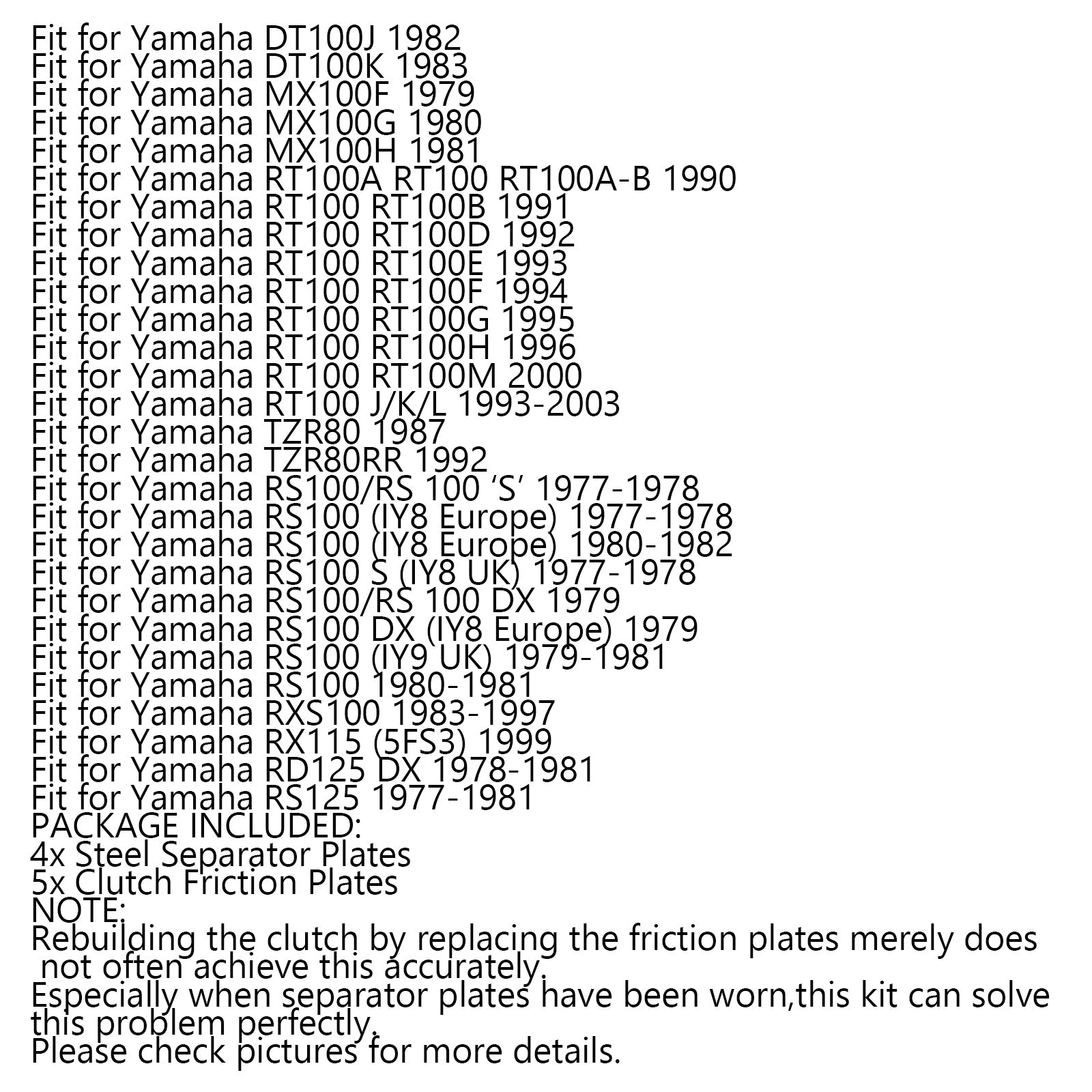 Sada spojky z ocele & Trecie dosky vhodné pre Yamaha XT125 RT100 RS100 TZR80 YBR125