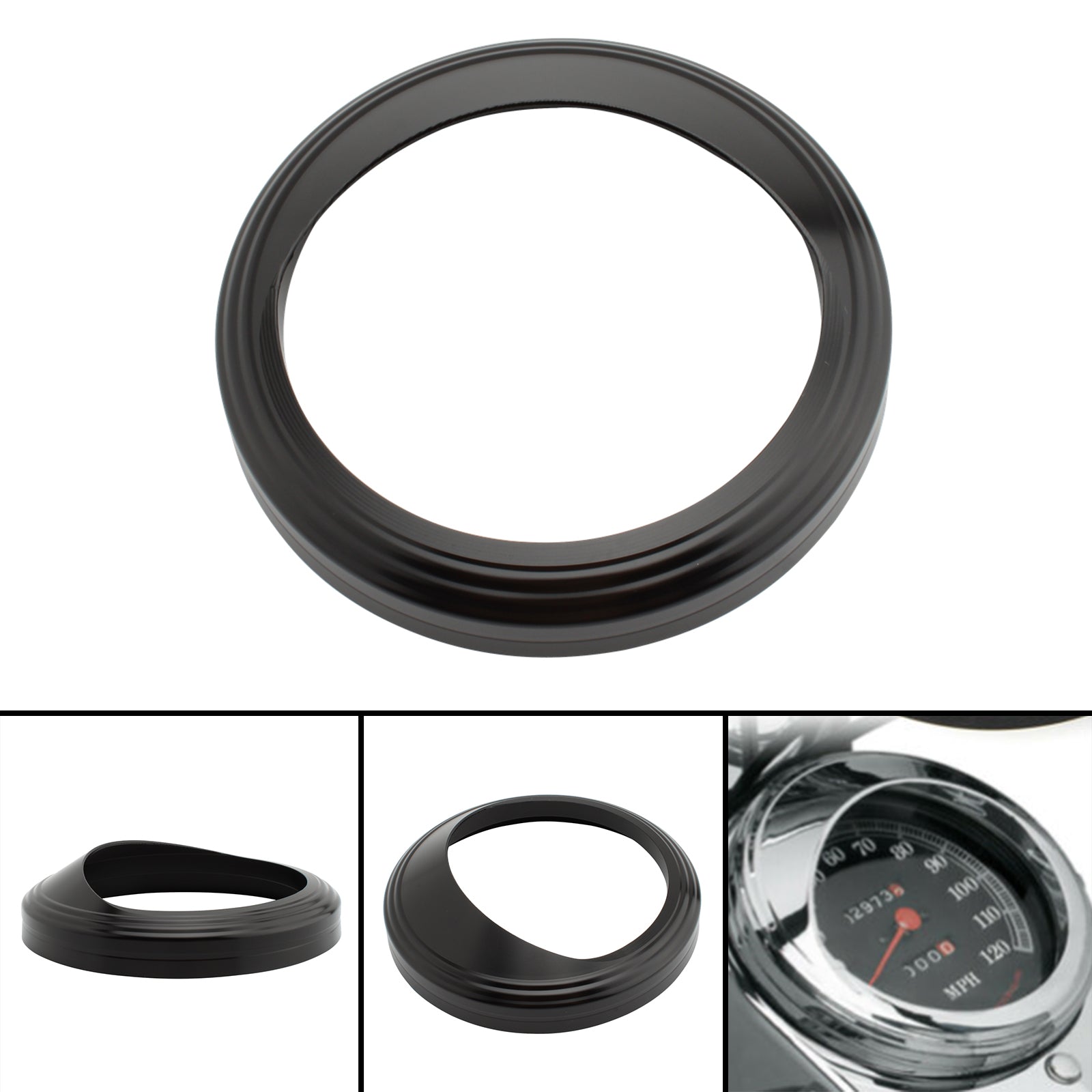 5" Snelheidsmeterbehuizing Toerentellerdekselbescherming voor Glide Softail Fat Boy Fxst Zilver