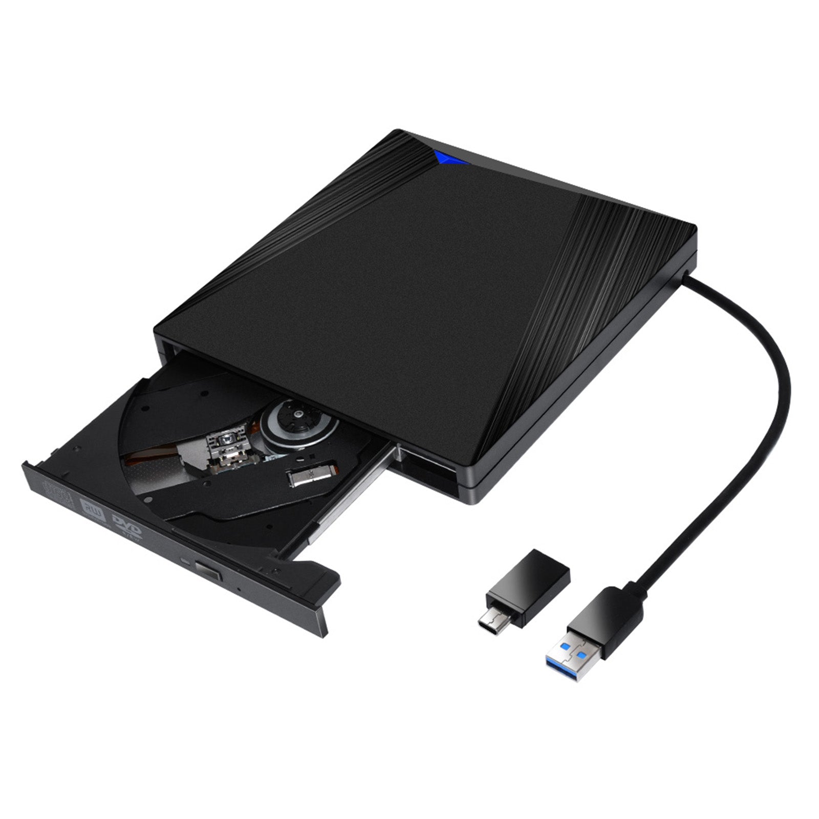 Unidad de CD y DVD externa de alta velocidad tipo C/Usb3.0, grabadora, portátil, PC, color negro