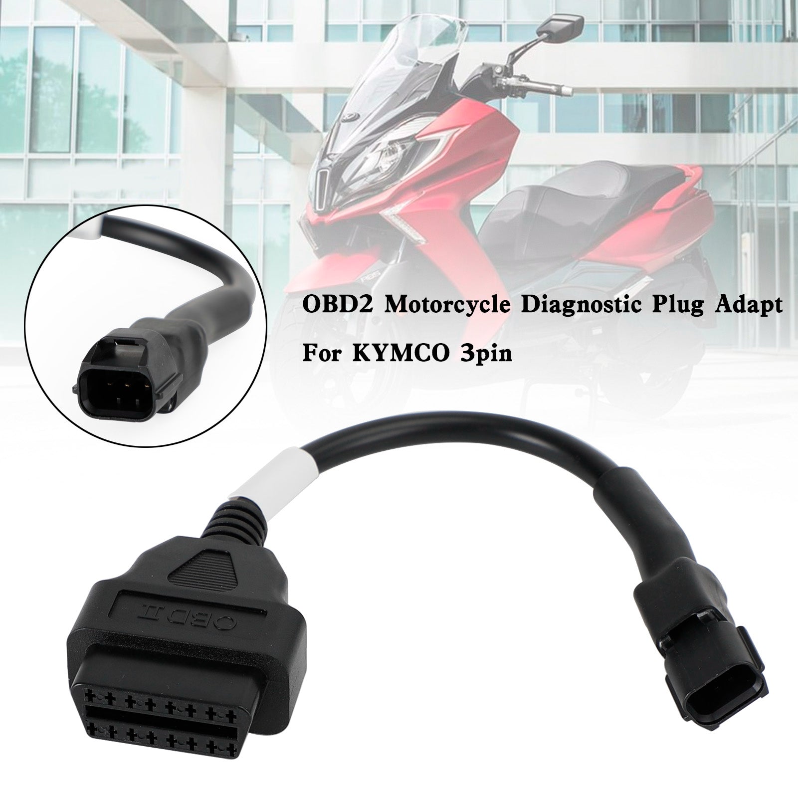 Motorfiets 3 Pin Naar 16 Pin Obd Adapter Obd2 Diagnostische Kabel Connector Voor Kymco