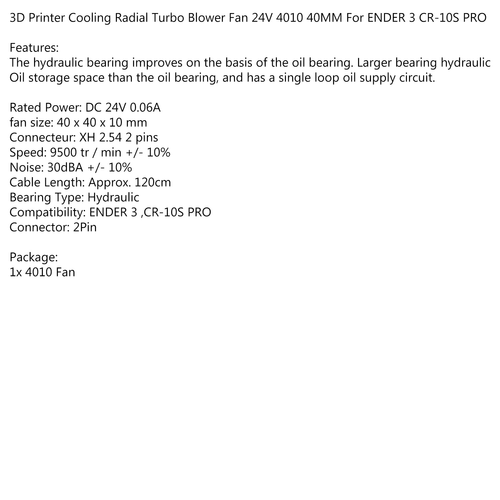 Ventilador Turbo Radial Hotend para impresora 3D, accesorio de 24V para ENDER 3 CR-10S PRO