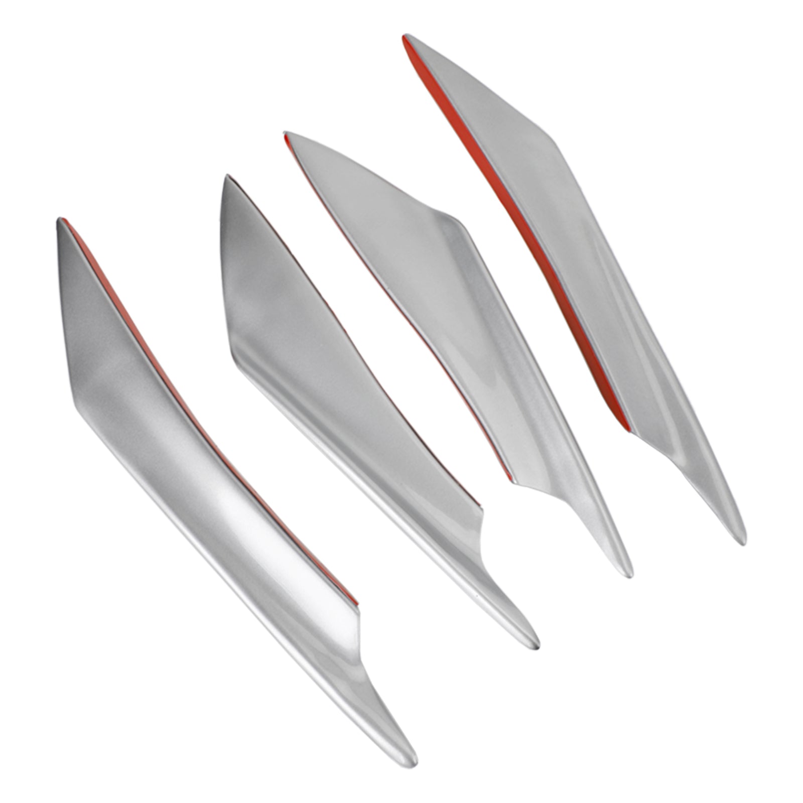 4 stks Universele Auto Voorbumper Vinnen Body Splitter Spoiler Canards Zilver