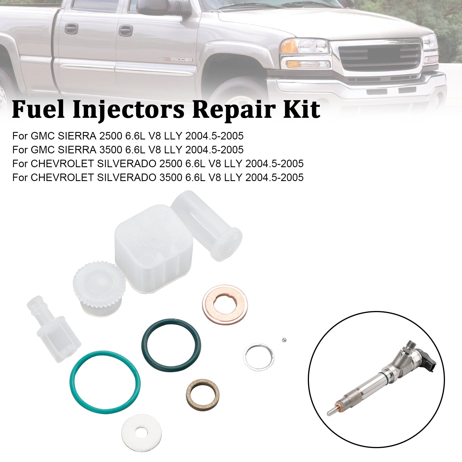 Kit de réparation d'injecteur de carburant, 8 pièces, pour Chevy GMC Duramax 6,6l 2004 – 2005 Diesel