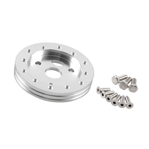 0.5" Polished Hub 6 Hole Steering Wheel Grant NRG to 3 Hole Adapter Silver Generic