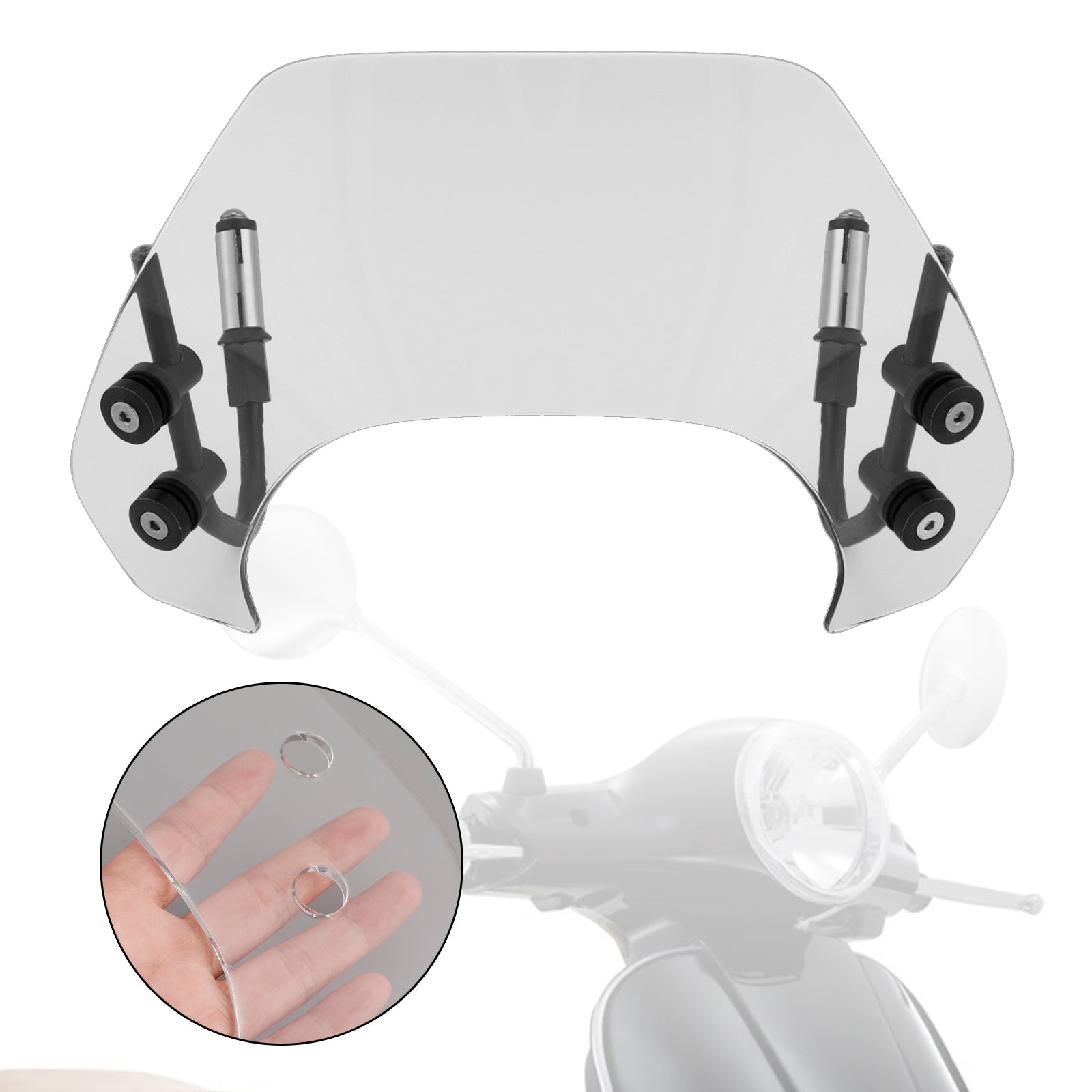 Short Motorcycle Windshield WindScreen fit for Vespa Sprint 150 2016-2023