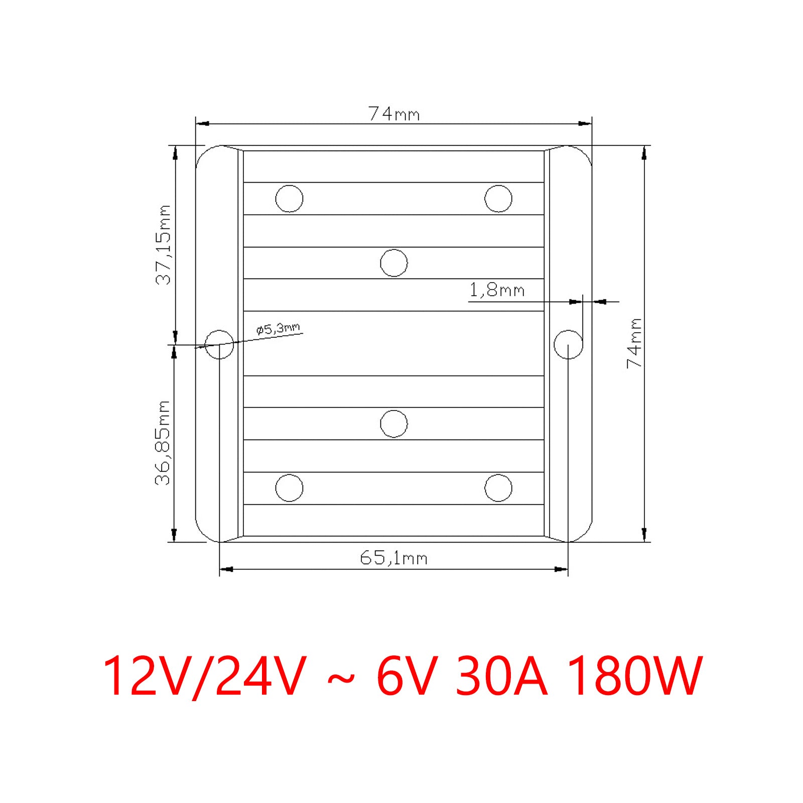 30a Vattentät DC/DC Converter Strömförsörjningsregulator 12V/24V Stig ner till 6V