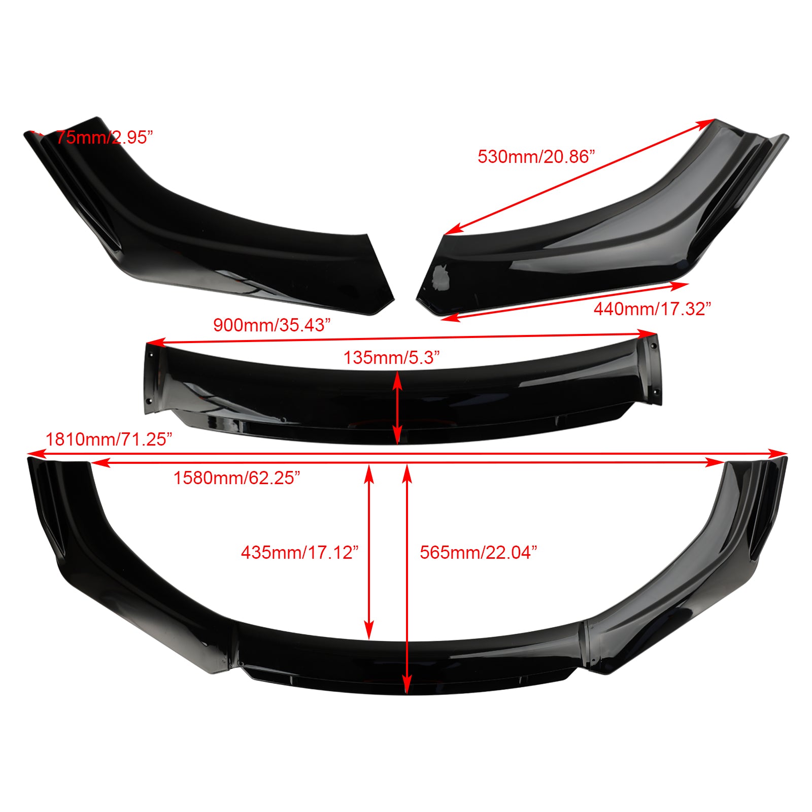 4ks Univerzálny automobil predný nárazník na pery súprava splitter