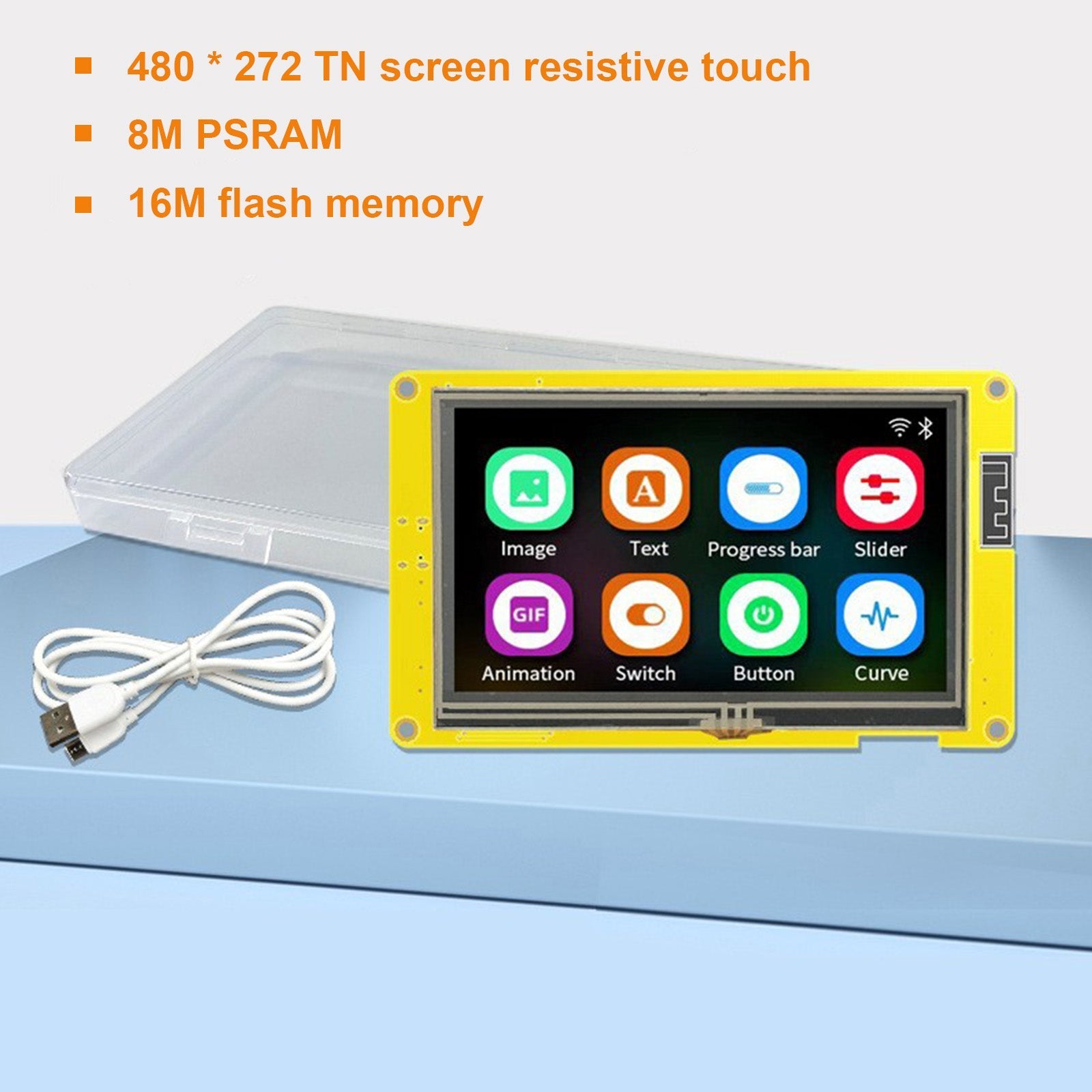 ESP32-utvecklingskort 4.3" LCD Smart Display WiFi Bluetooth-modul PSRAM 16M