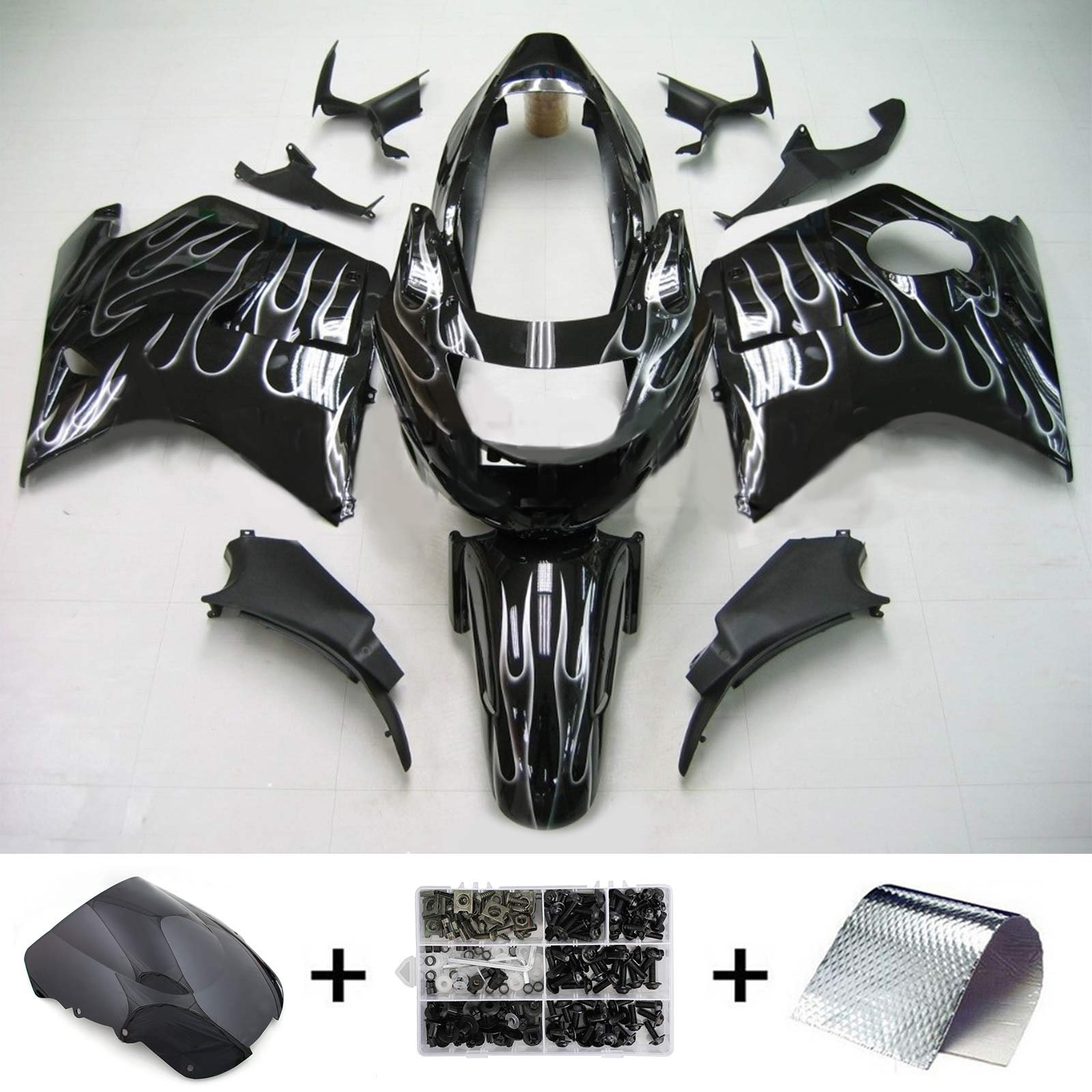 1996-2007 Honda CBR1100XX SuperblackBird Amotopart Injection Fairing Kit Bodywork ABS #117