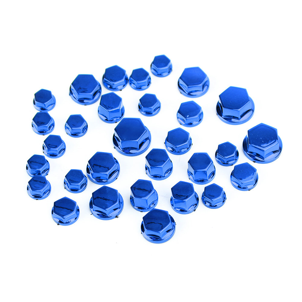 30 stuks 5 maten motorfiets blauw plastic zeskantschroef covers bout moer cap cover generiek