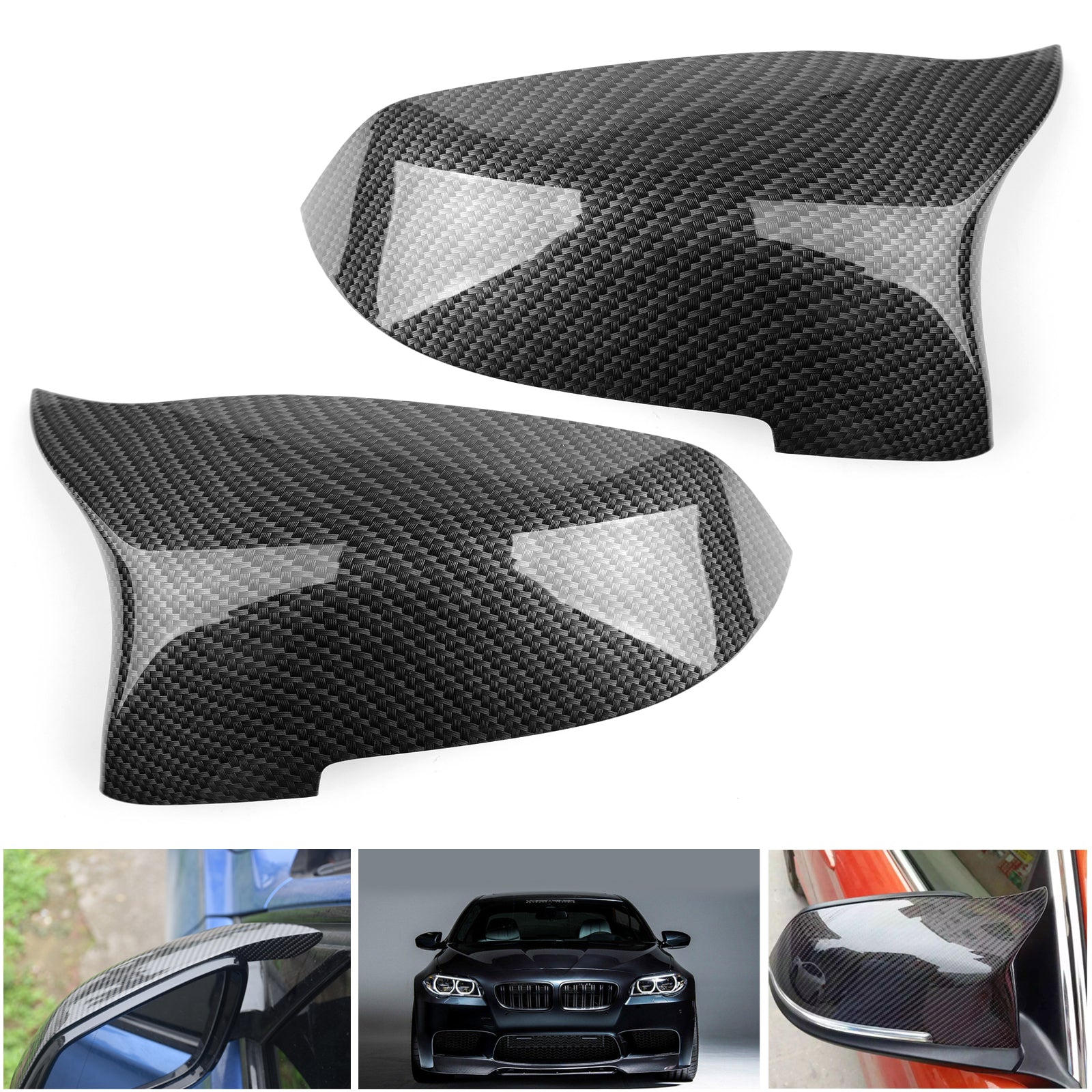 Paar Carbon Fiber Side Achteruitkijkspiegel Cover Caps Voor BMW F10 F18 2014-2016 Generiek