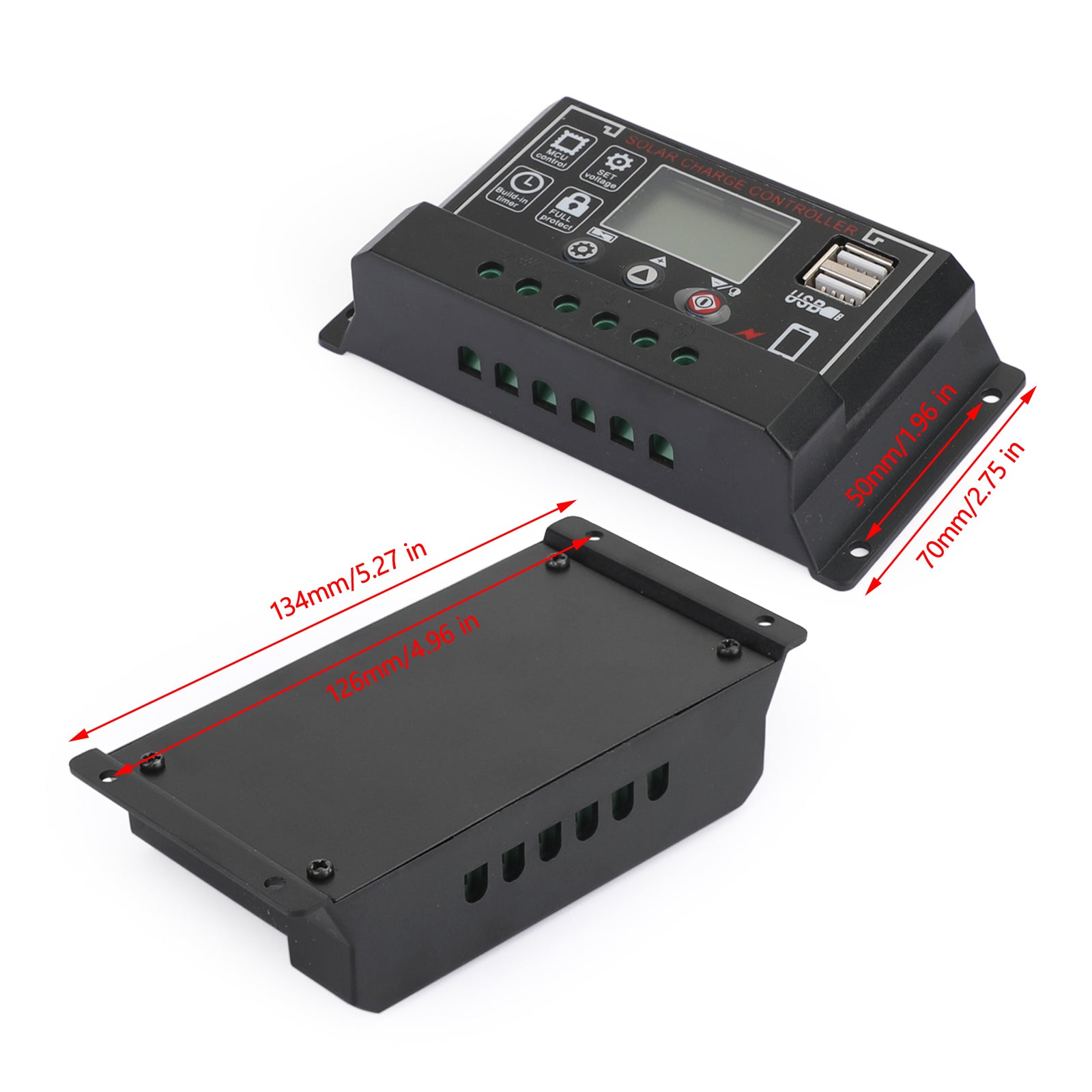 PWM 30-60A zonne-batterijregelaar laadregelaar 12V 24V 4-traps dubbele USB