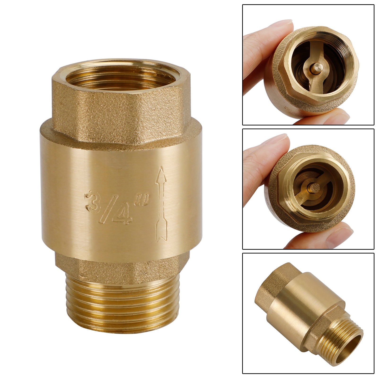 Válvula de retenção de latão G1/2" G3/4" G1" Prevenção de refluxo sem retorno com rosca M para F