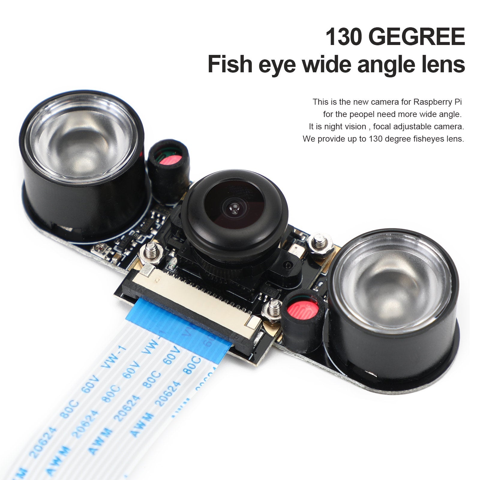 Cámara de visión con luz infrarroja nocturna de 5Mp, 130-220 grados, para Raspberry Pi 4B 3B+ 3B