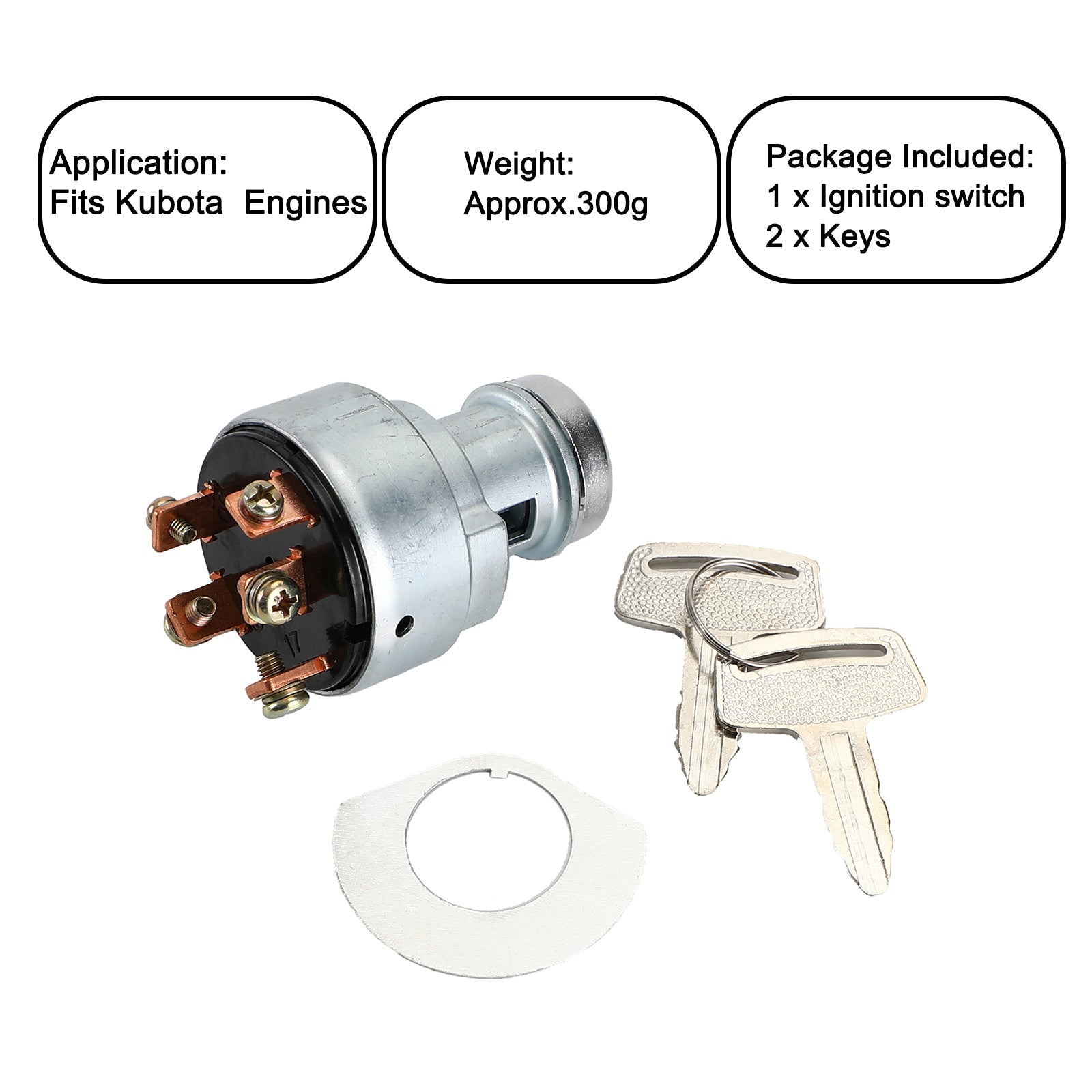 Interruptor de encendido para cortacésped Kubota 183827 Walker Mower 7960-5