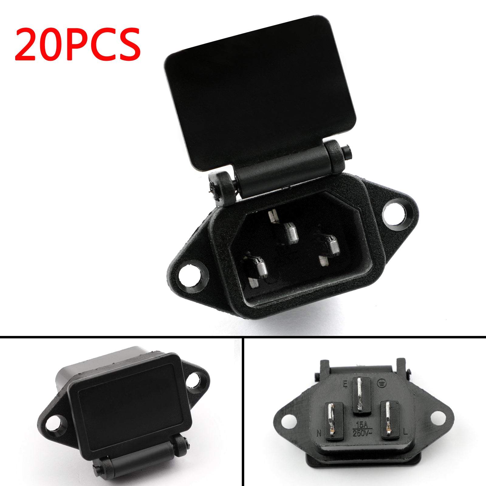 5pcs IEC320 C14 COUVERCON DE POWER POWER MOURT DE VIS DE 3 PIN 10A 250V pour le bateau AC-04C