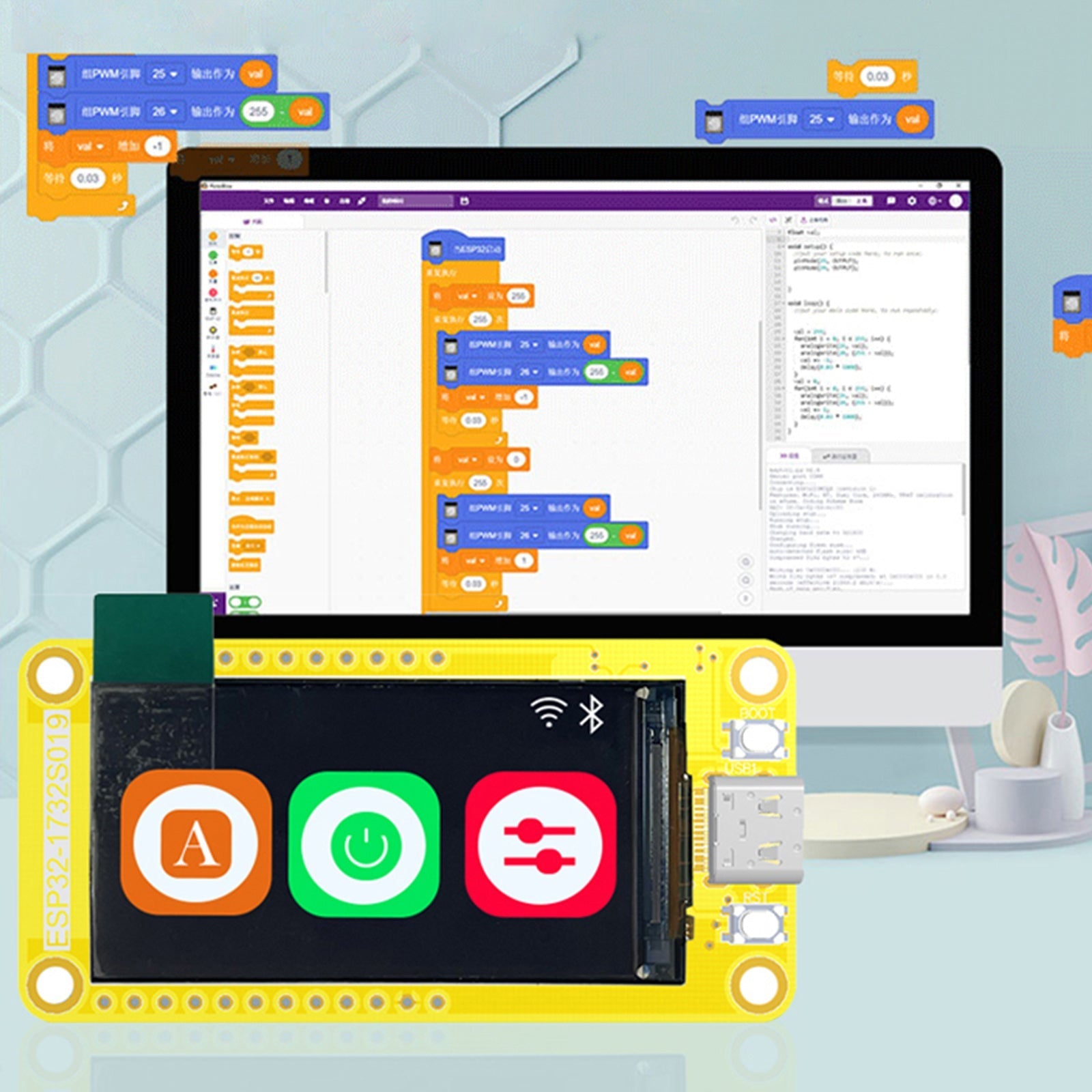 ESP32-S3 1.9" Skärmutvecklingskort Wifi Bluetooth 170*320 Display TFT-modul